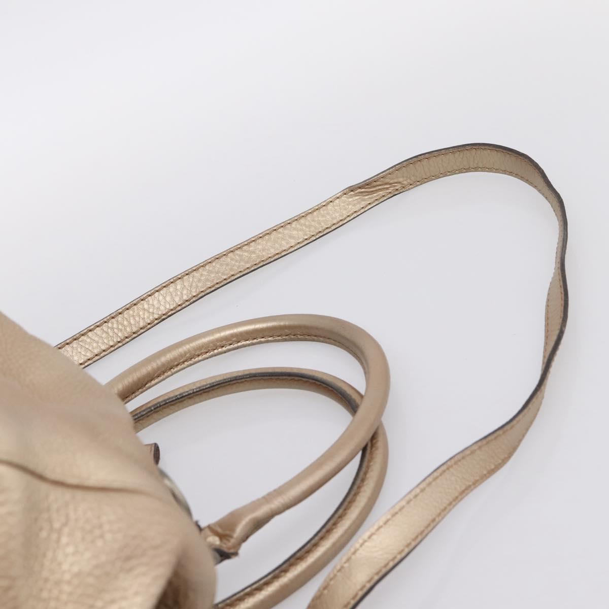 GUCCI Hand Bag Leather 2way Gold 223974 Auth ka5809