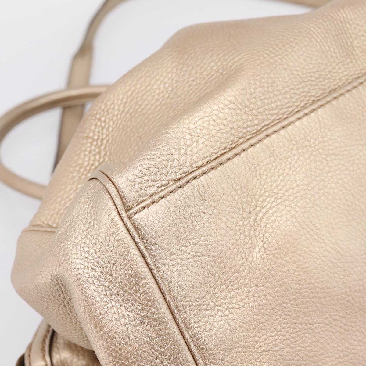 GUCCI Hand Bag Leather 2way Gold 223974 Auth ka5809