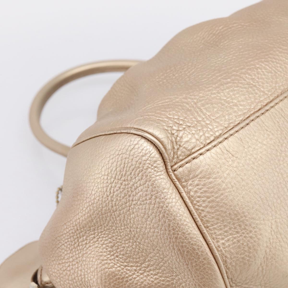 GUCCI Hand Bag Leather 2way Gold 223974 Auth ka5809