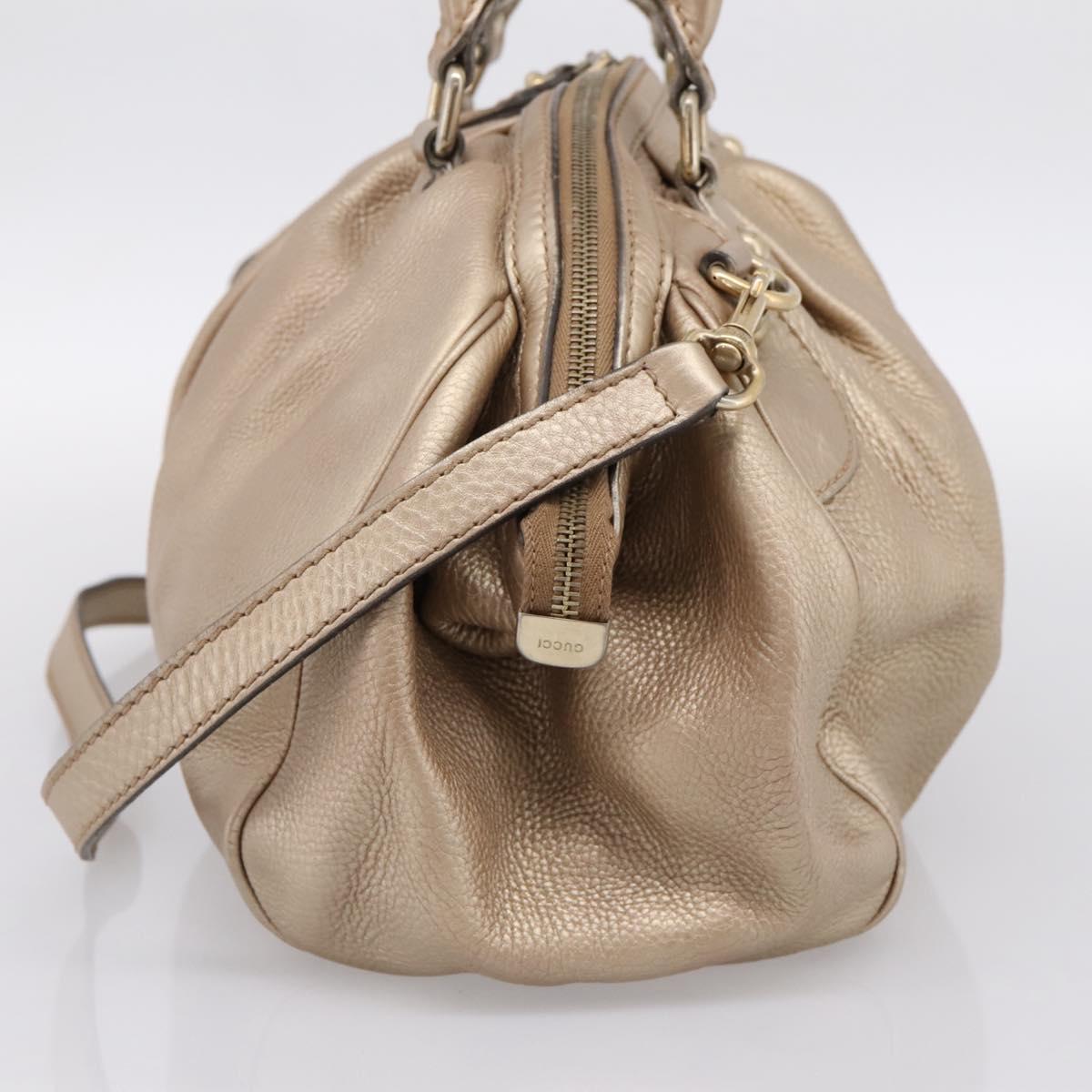 GUCCI Hand Bag Leather 2way Gold 223974 Auth ka5809