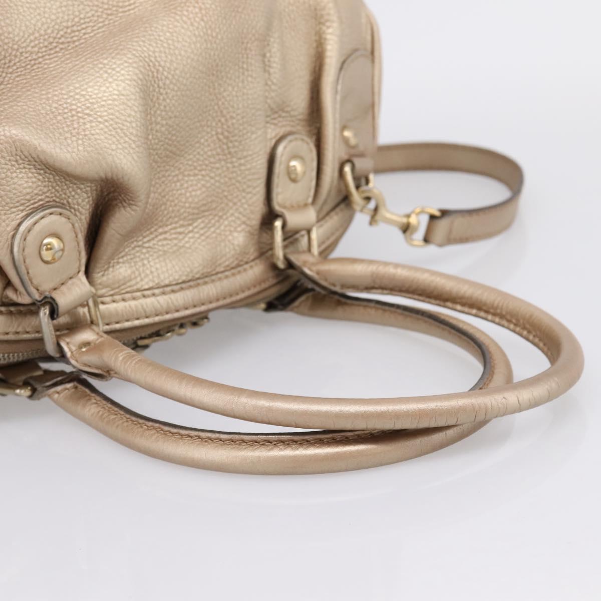 GUCCI Hand Bag Leather 2way Gold 223974 Auth ka5809