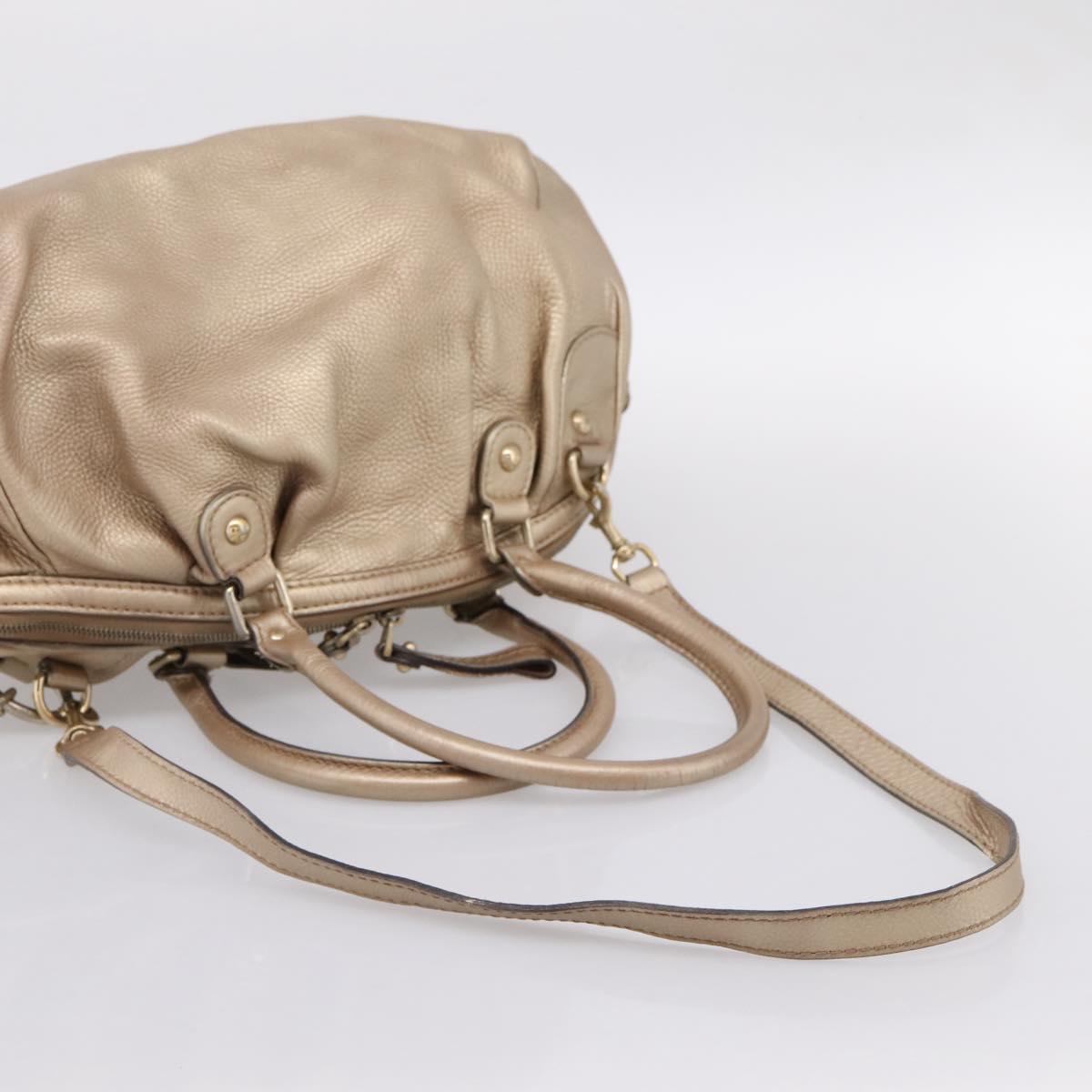 GUCCI Hand Bag Leather 2way Gold 223974 Auth ka5809