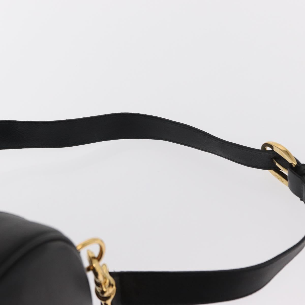 GUCCI Bamboo Body Bag Leather Black Gold 003 2113 0036 Auth ka581