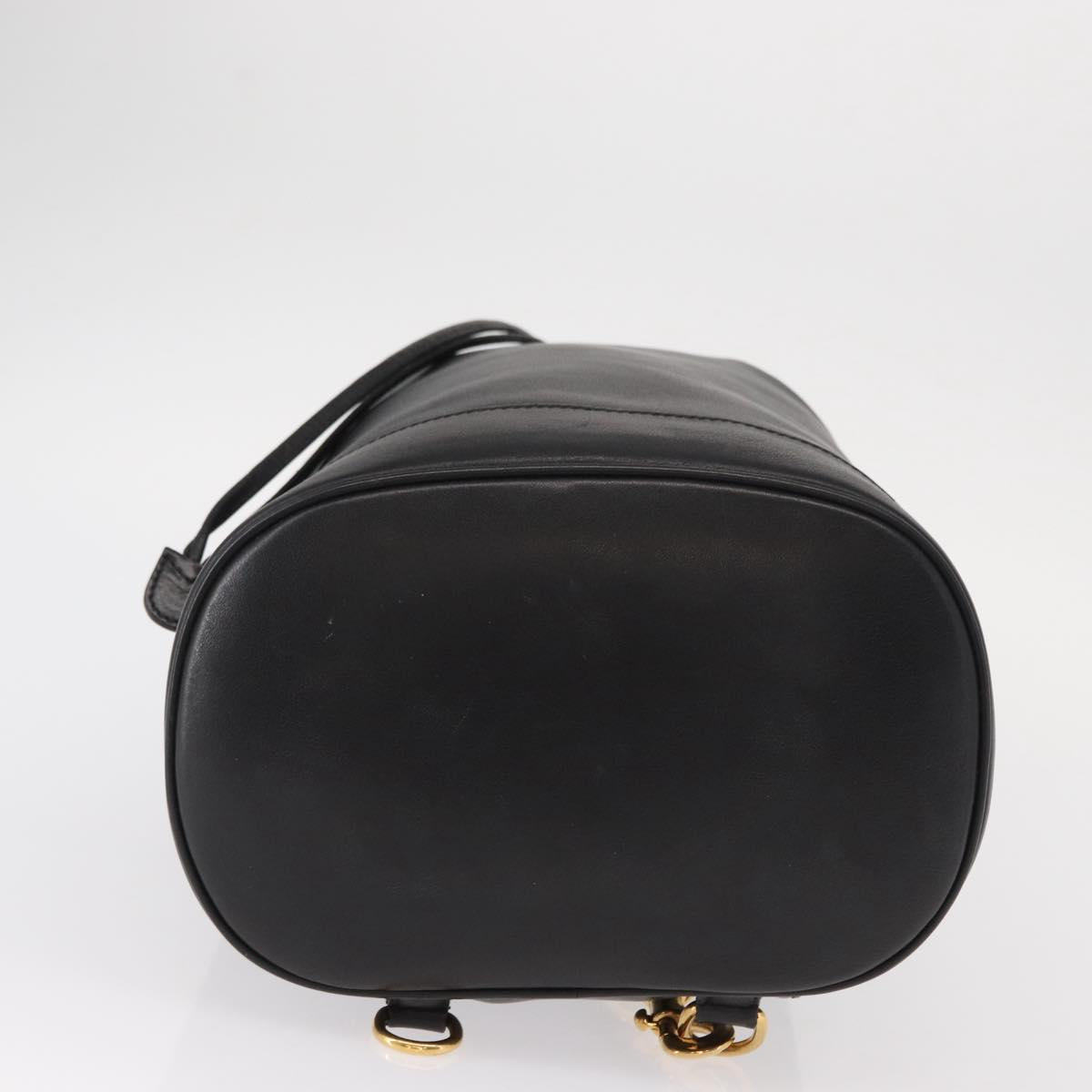 GUCCI Bamboo Body Bag Leather Black Gold 003 2113 0036 Auth ka581