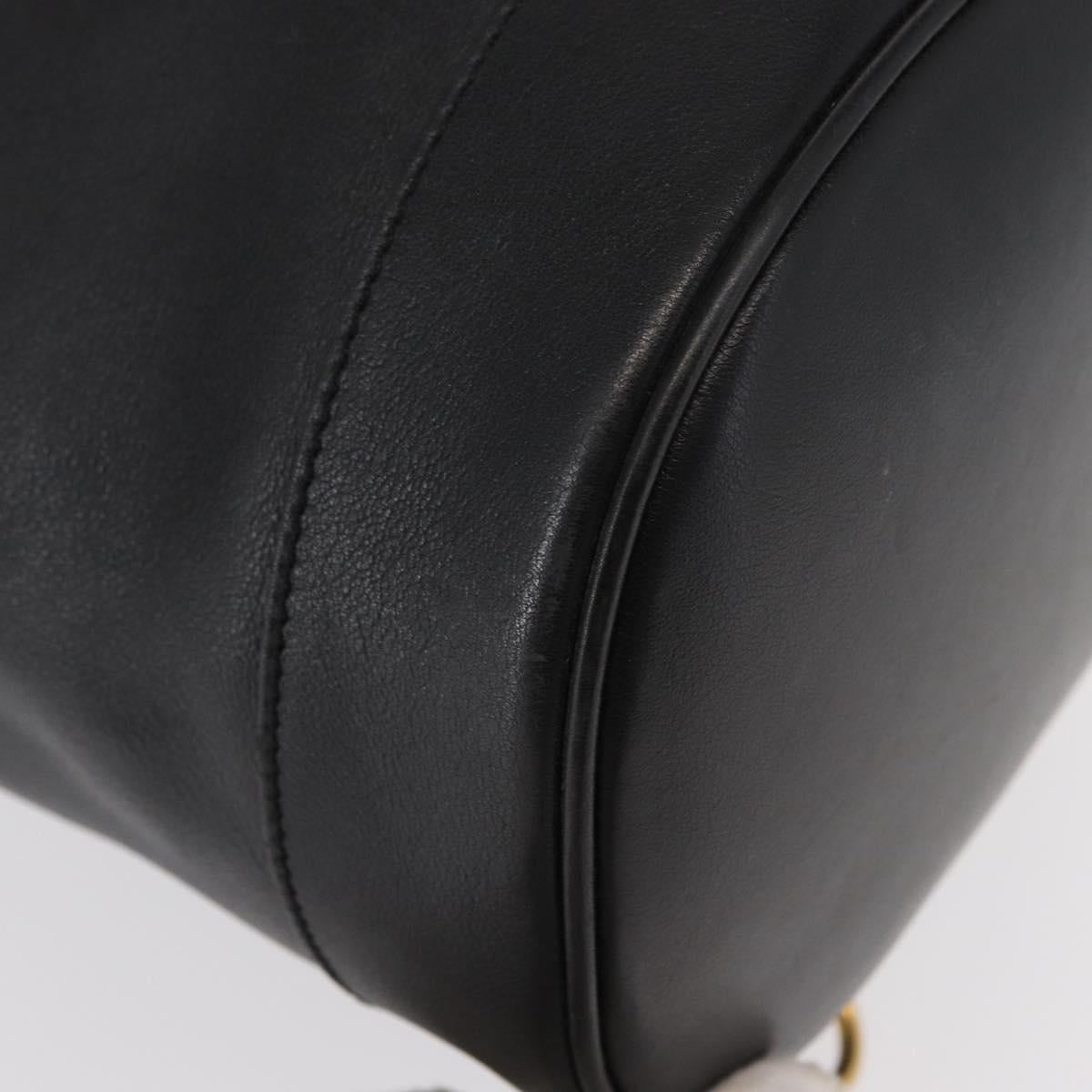 GUCCI Bamboo Body Bag Leather Black Gold 003 2113 0036 Auth ka581