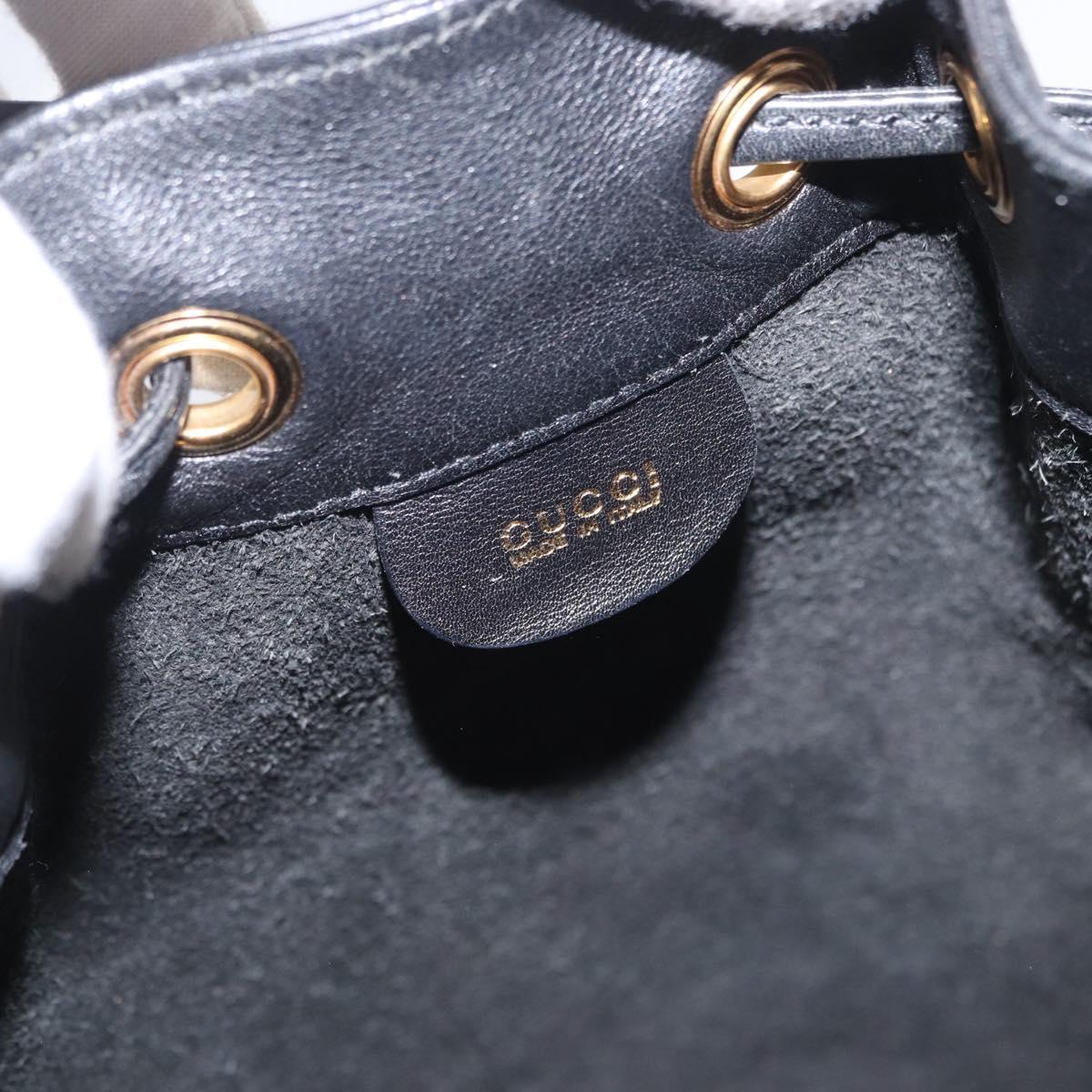 GUCCI Bamboo Body Bag Leather Black Gold 003 2113 0036 Auth ka581