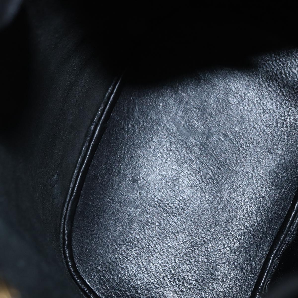 GUCCI Bamboo Body Bag Leather Black Gold 003 2113 0036 Auth ka581