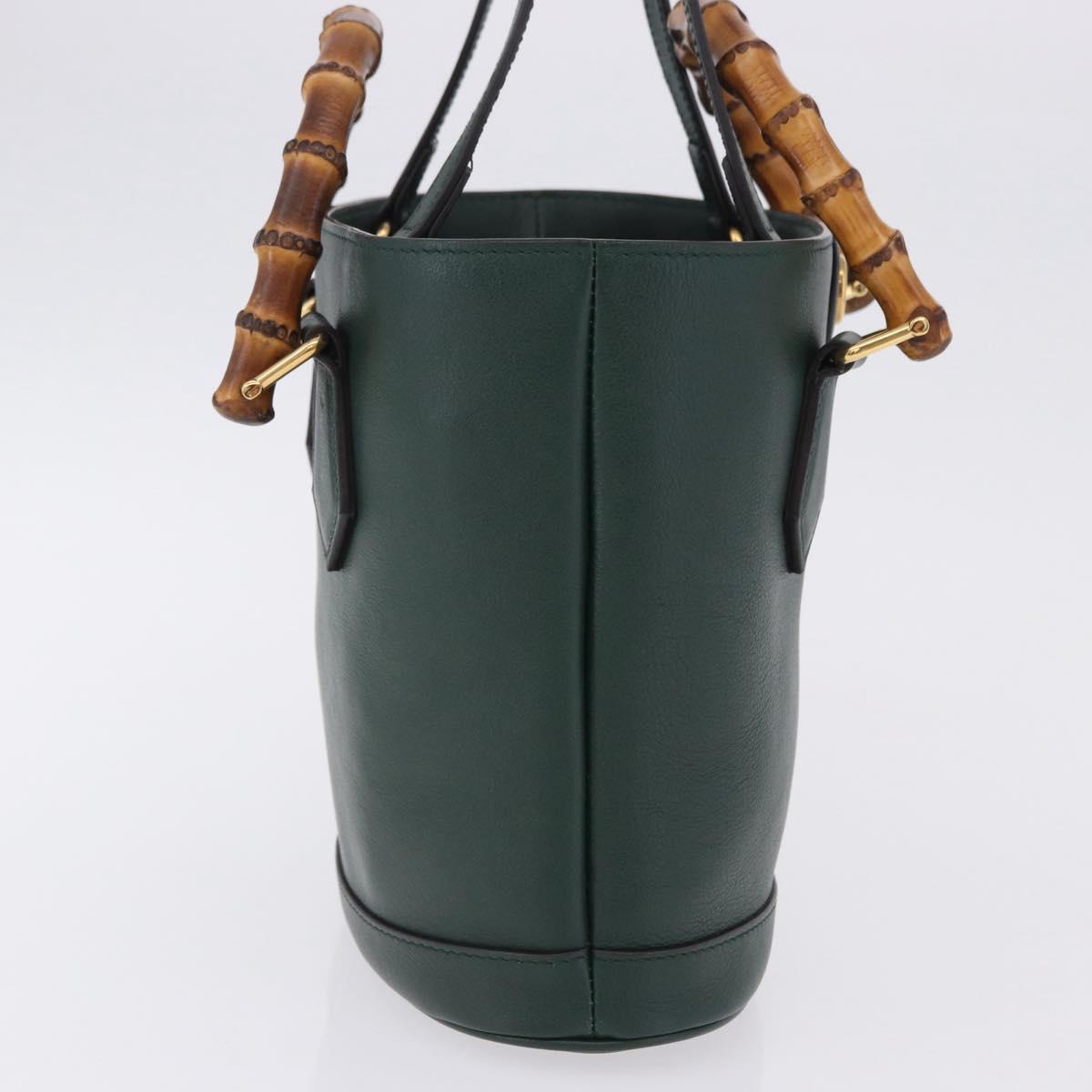 GUCCI Bamboo Diana Small Hand Bag Leather 2way Green Gold 750396 Auth ka5810M