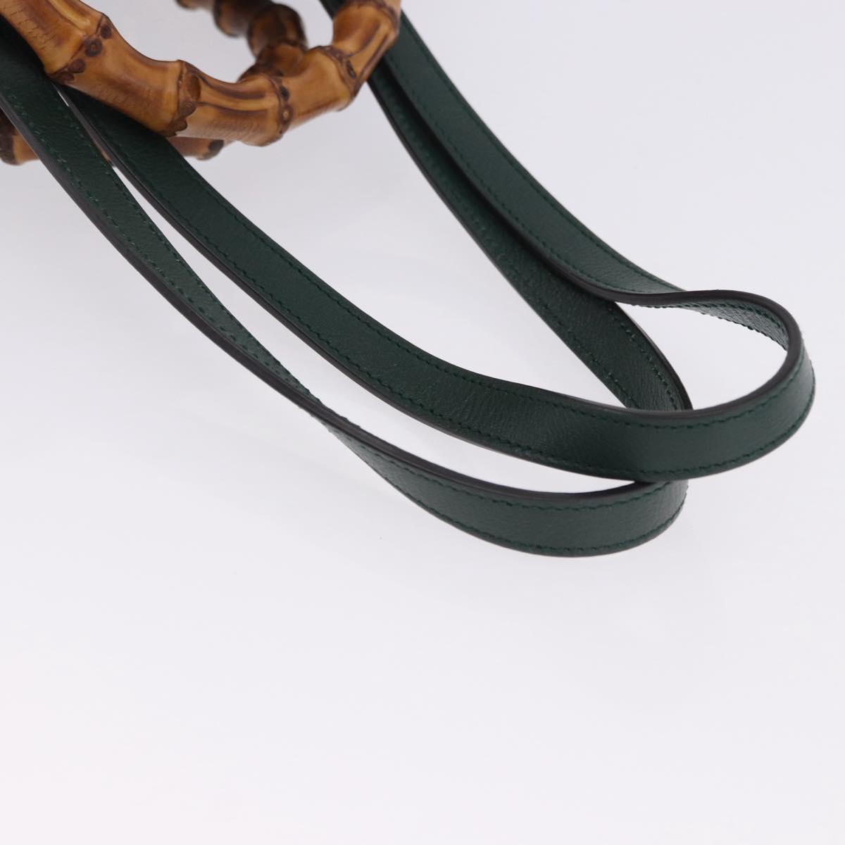 GUCCI Bamboo Diana Small Hand Bag Leather 2way Green Gold 750396 Auth ka5810M