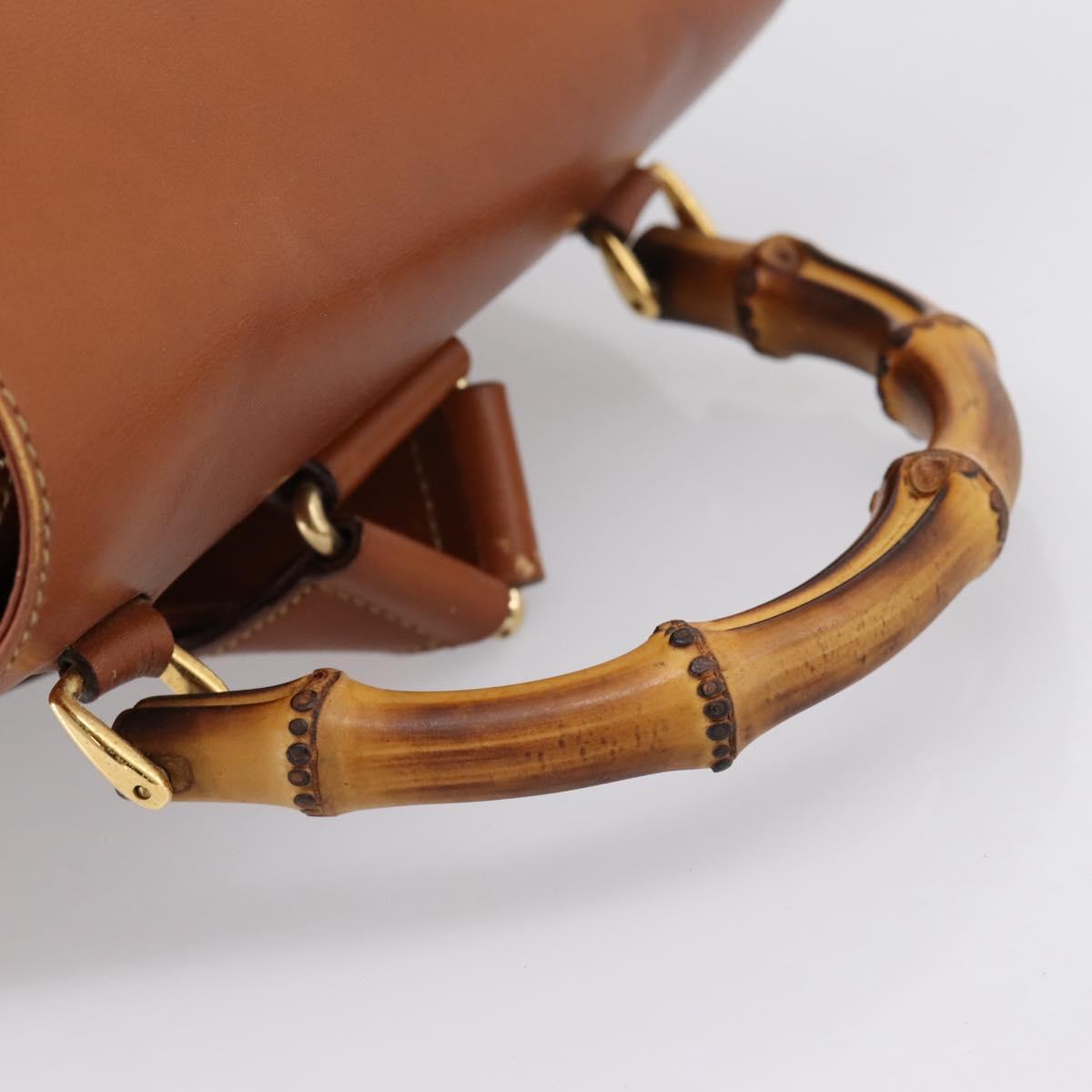 GUCCI Bamboo Backpack Leather Brown Gold 003 2058 0016 Auth ka5812