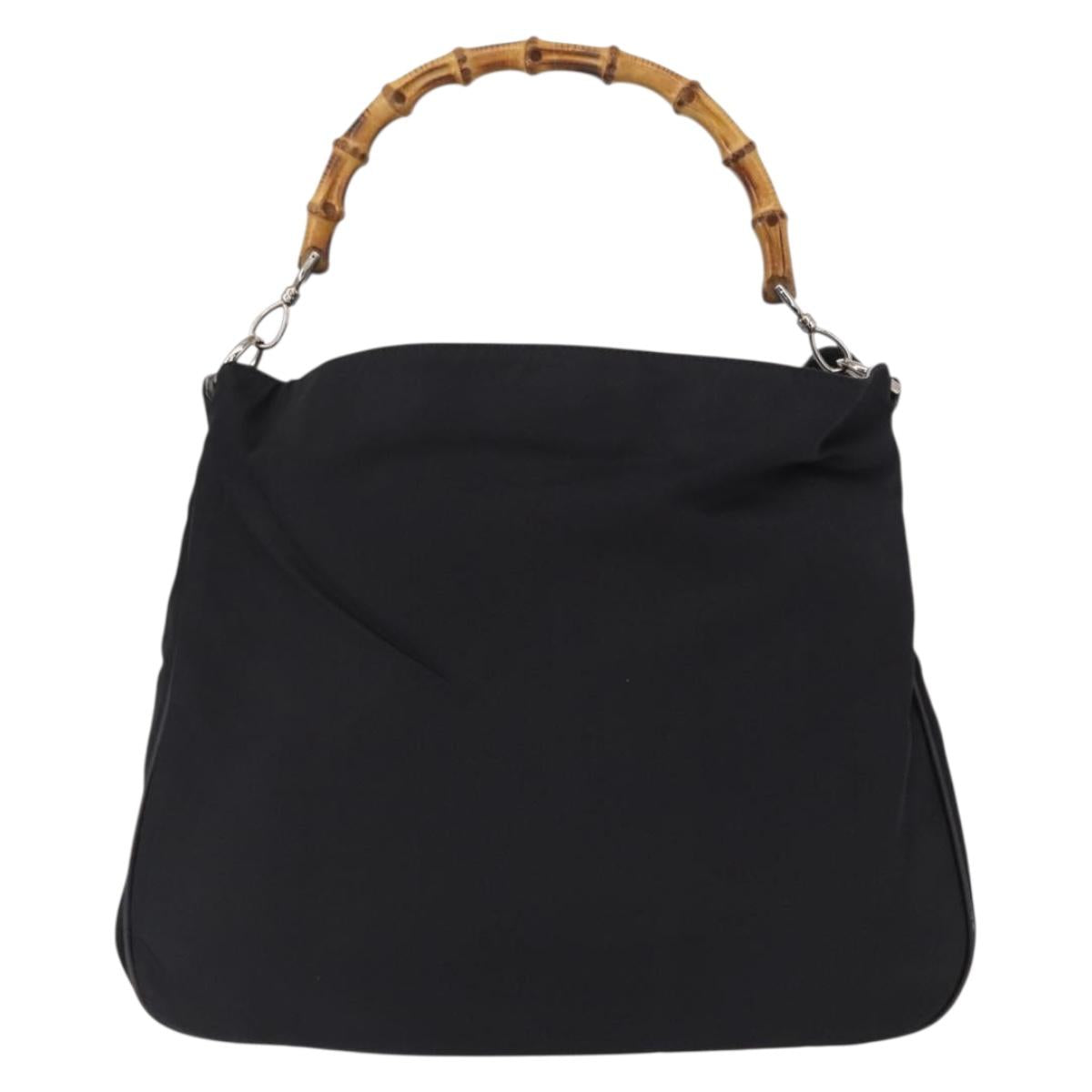 GUCCI Bamboo Shoulder Bag Canvas Black Silver 001 1014 1577 5 Auth ka582