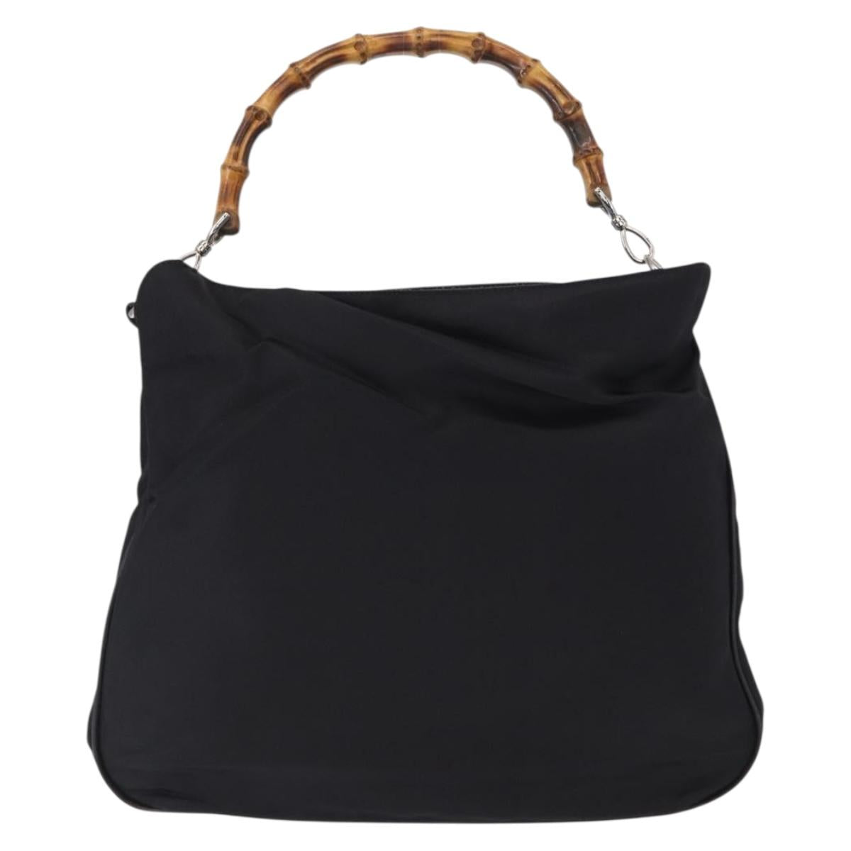 GUCCI Bamboo Shoulder Bag Canvas Black Silver 001 1014 1577 5 Auth ka582