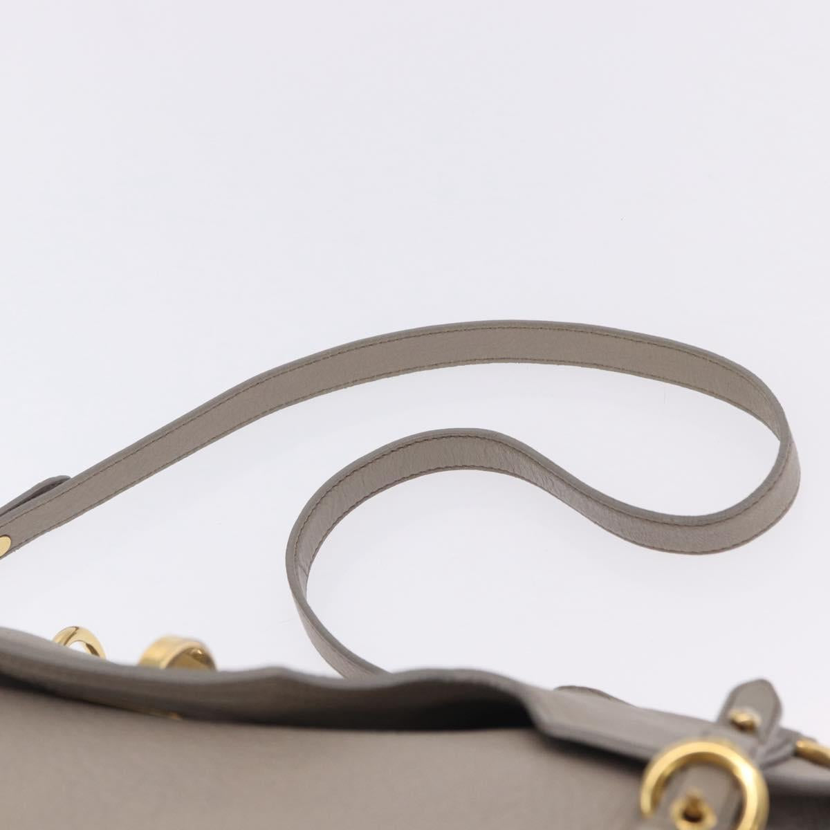 Miu Miu Hand Bag Leather 2way Beige Gold Auth ka5824A