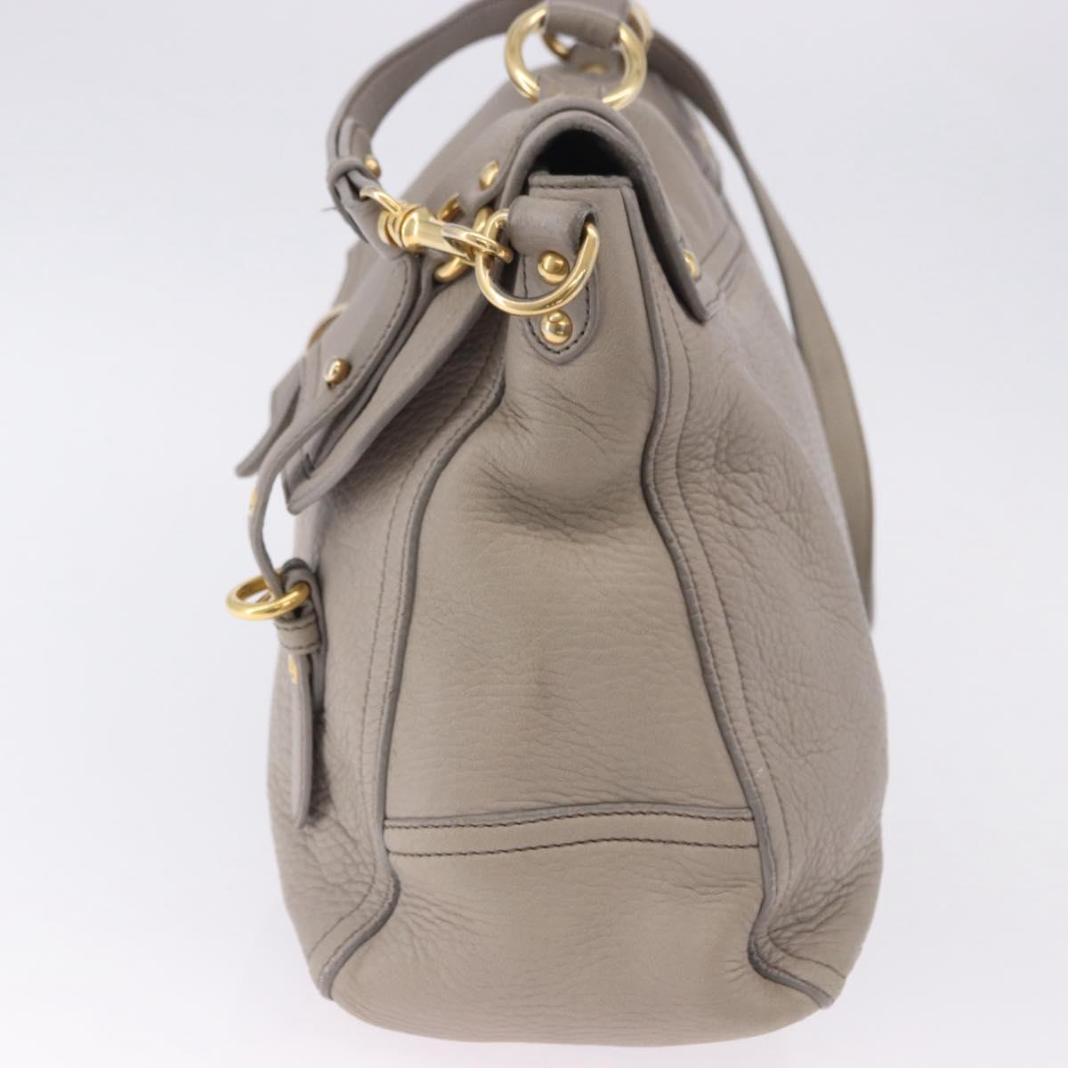 Miu Miu Hand Bag Leather 2way Beige Gold Auth ka5824A