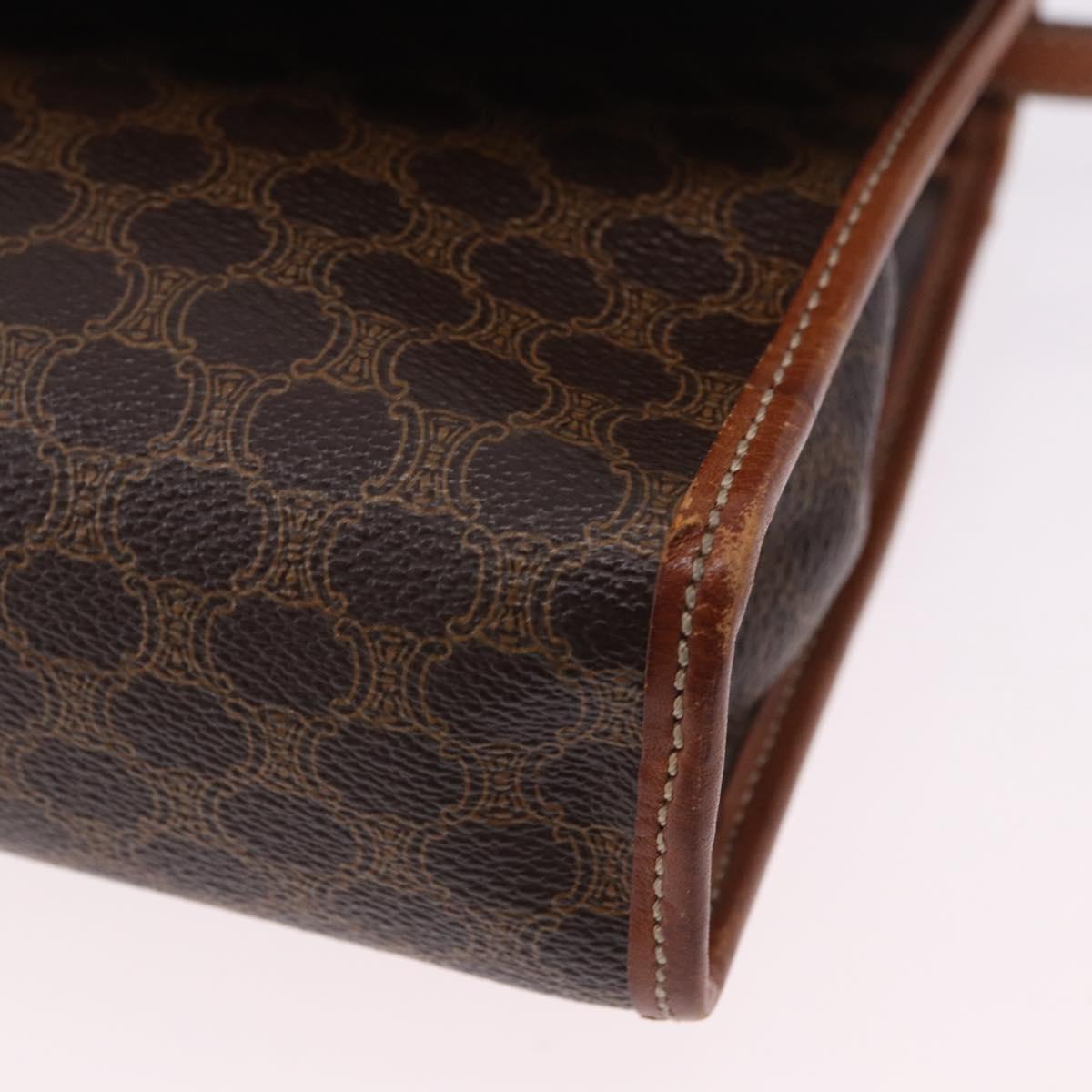 CELINE Macadam Canvas Shoulder Bag PVC Leather Brown Gold Auth ka5827