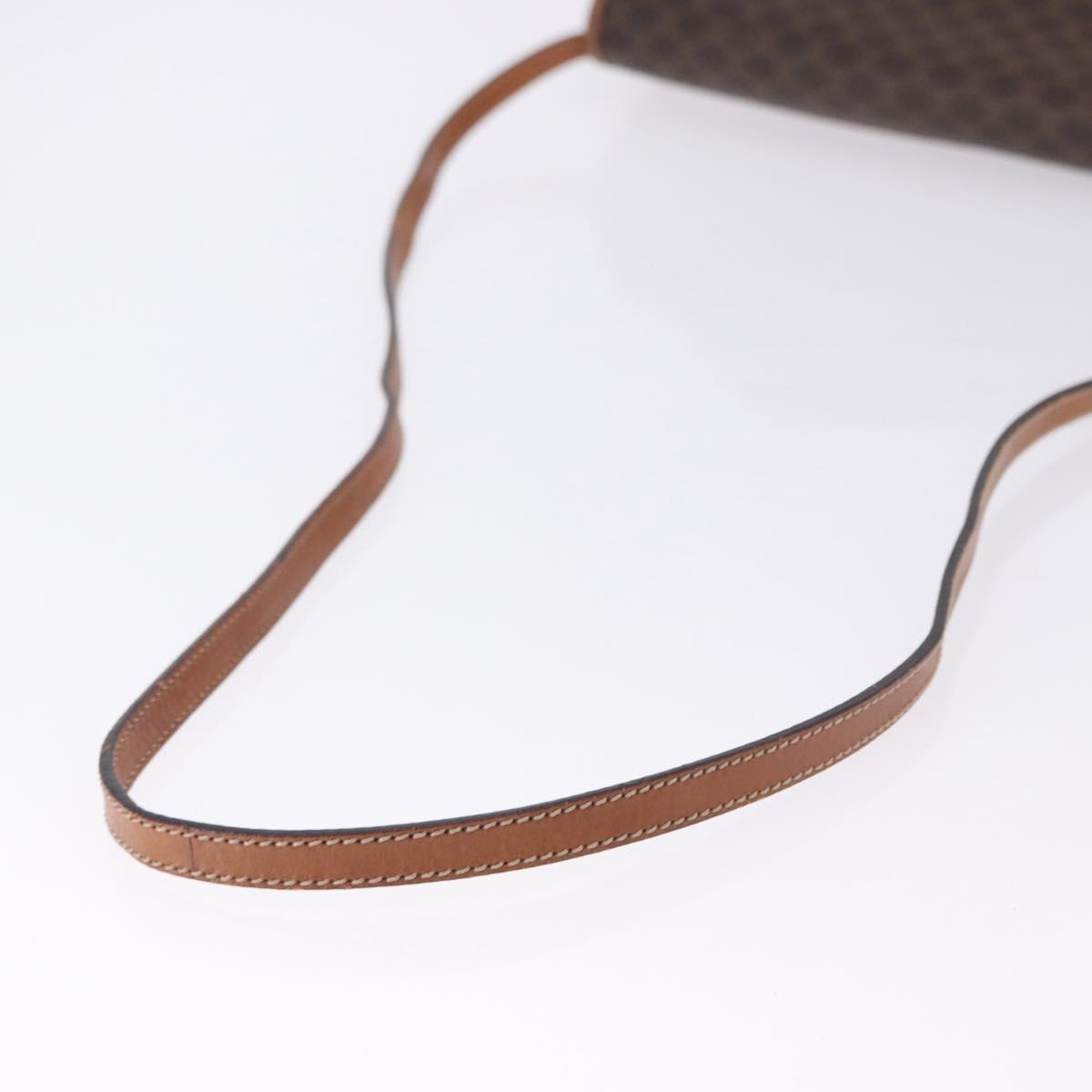 CELINE Macadam Canvas Shoulder Bag PVC Leather Brown Gold Auth ka5827