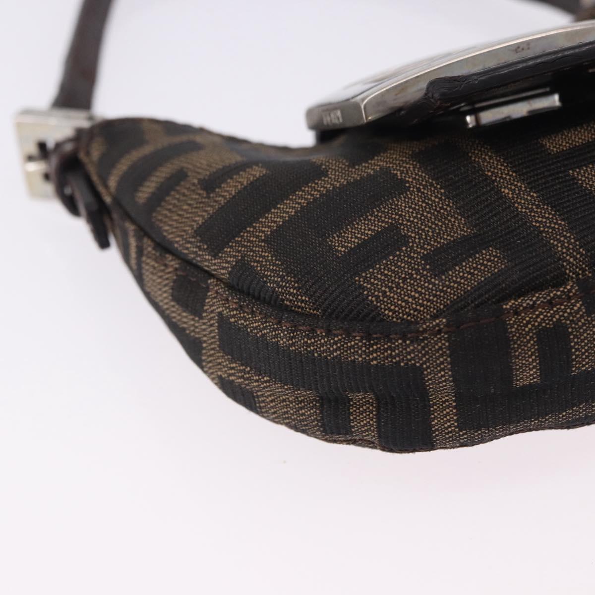 FENDI Zucca Canvas Mini Croissant Hand Bag Black Brown Silver Auth ka5829A