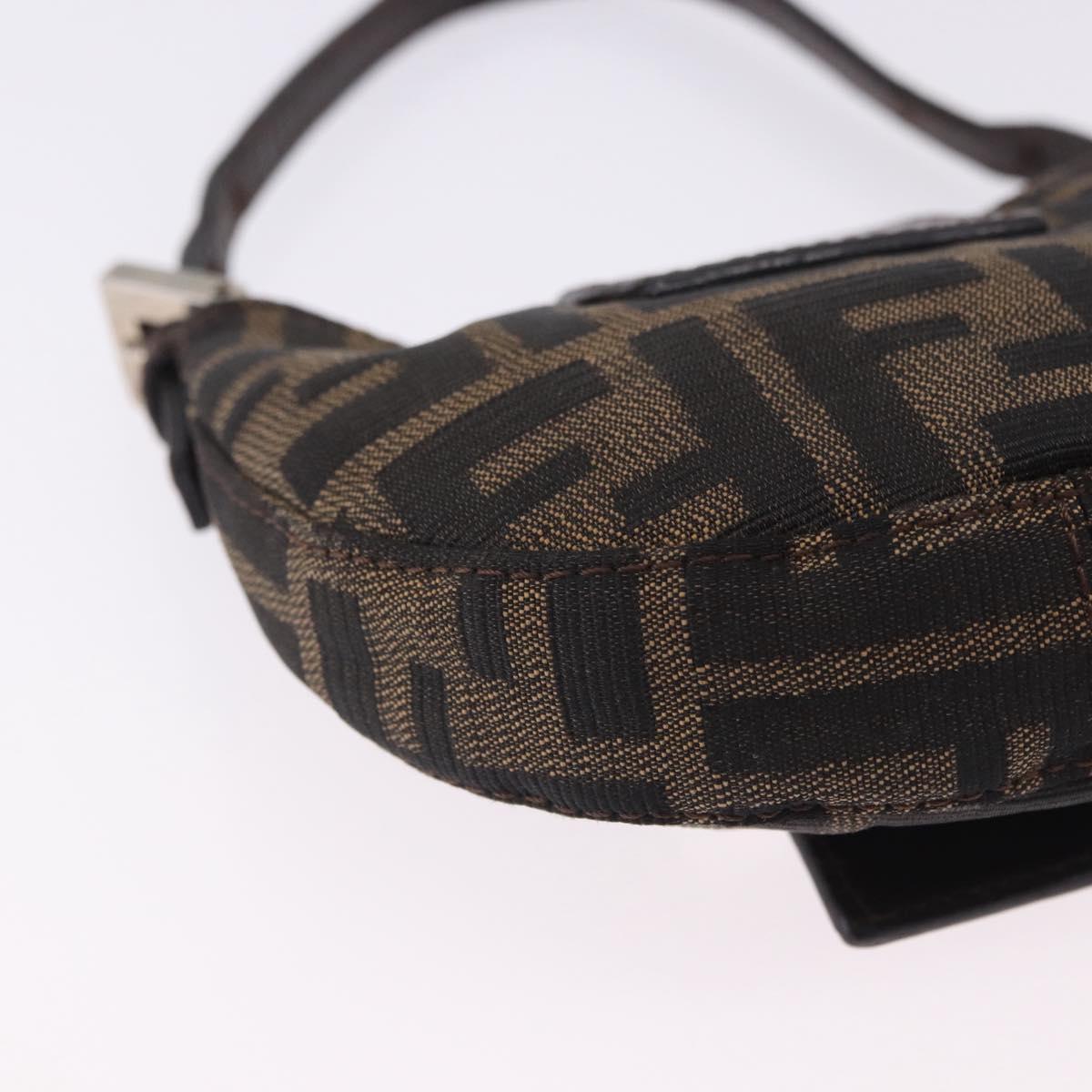 FENDI Zucca Canvas Mini Croissant Hand Bag Black Brown Silver Auth ka5829A