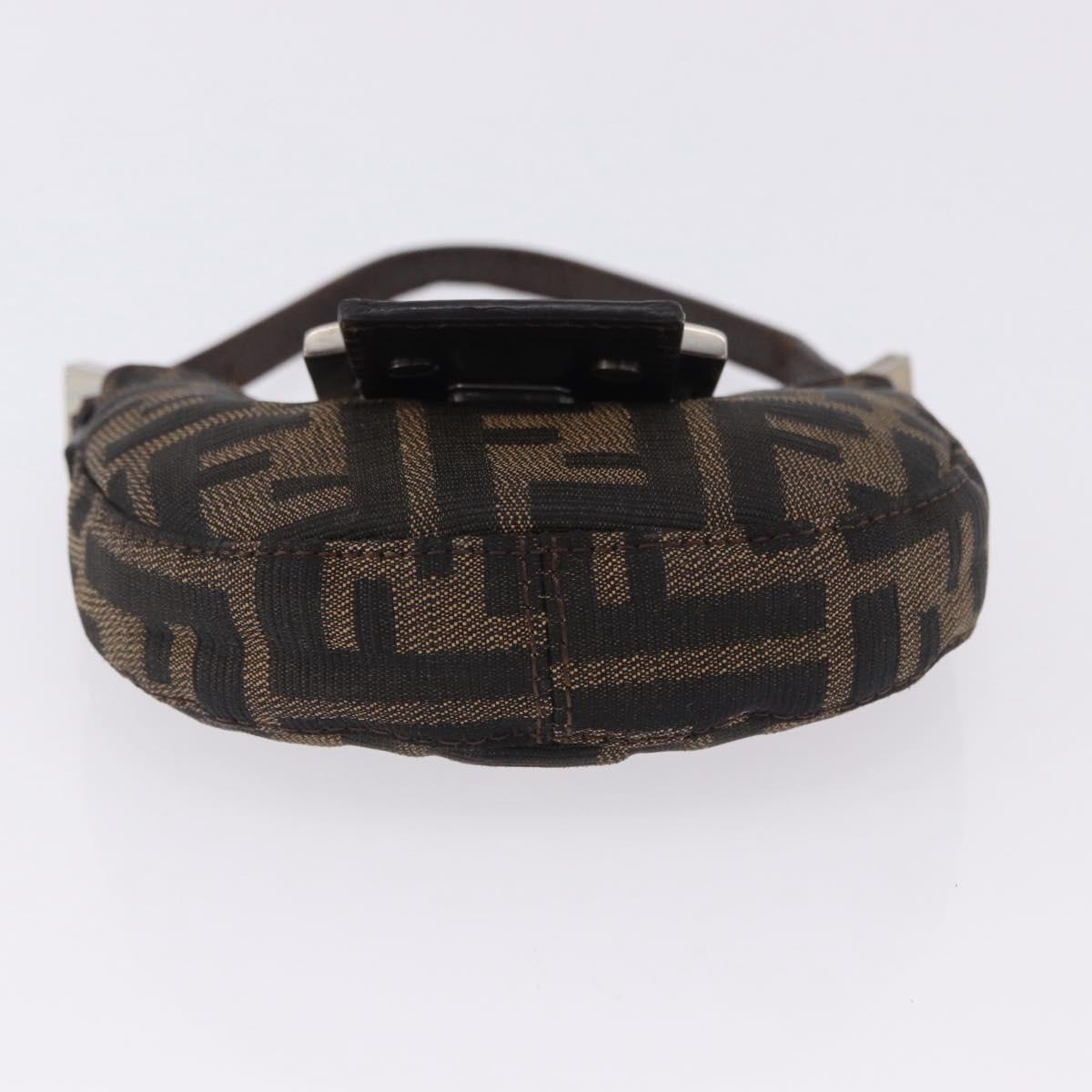 FENDI Zucca Canvas Mini Croissant Hand Bag Black Brown Silver Auth ka5829A