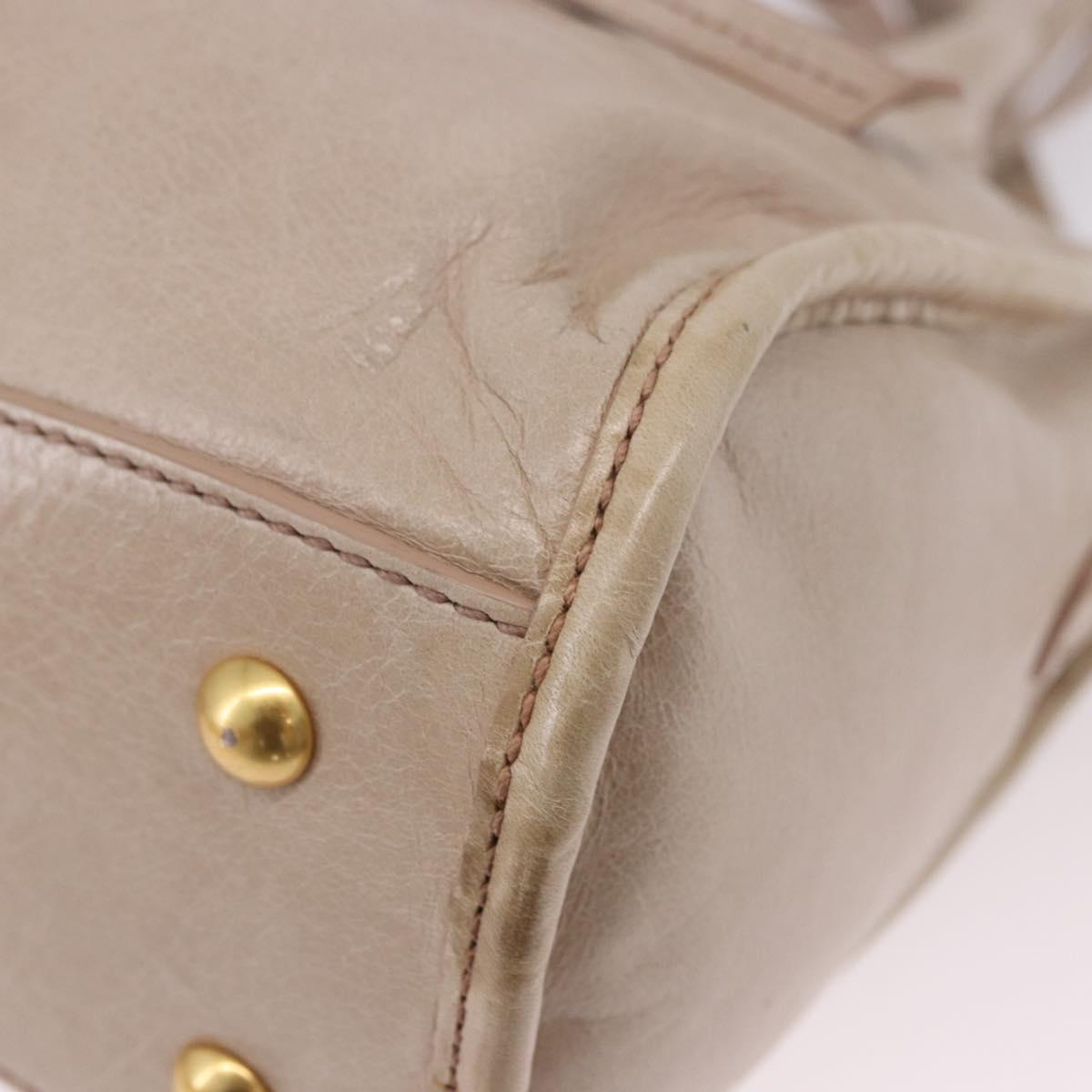 Miu Miu Hand Bag Leather 2way Beige Gold Auth ka5835V