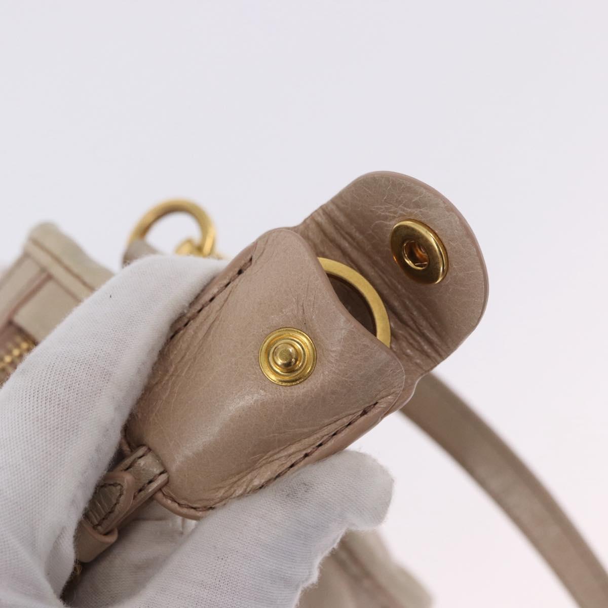 Miu Miu Hand Bag Leather 2way Beige Gold Auth ka5835V