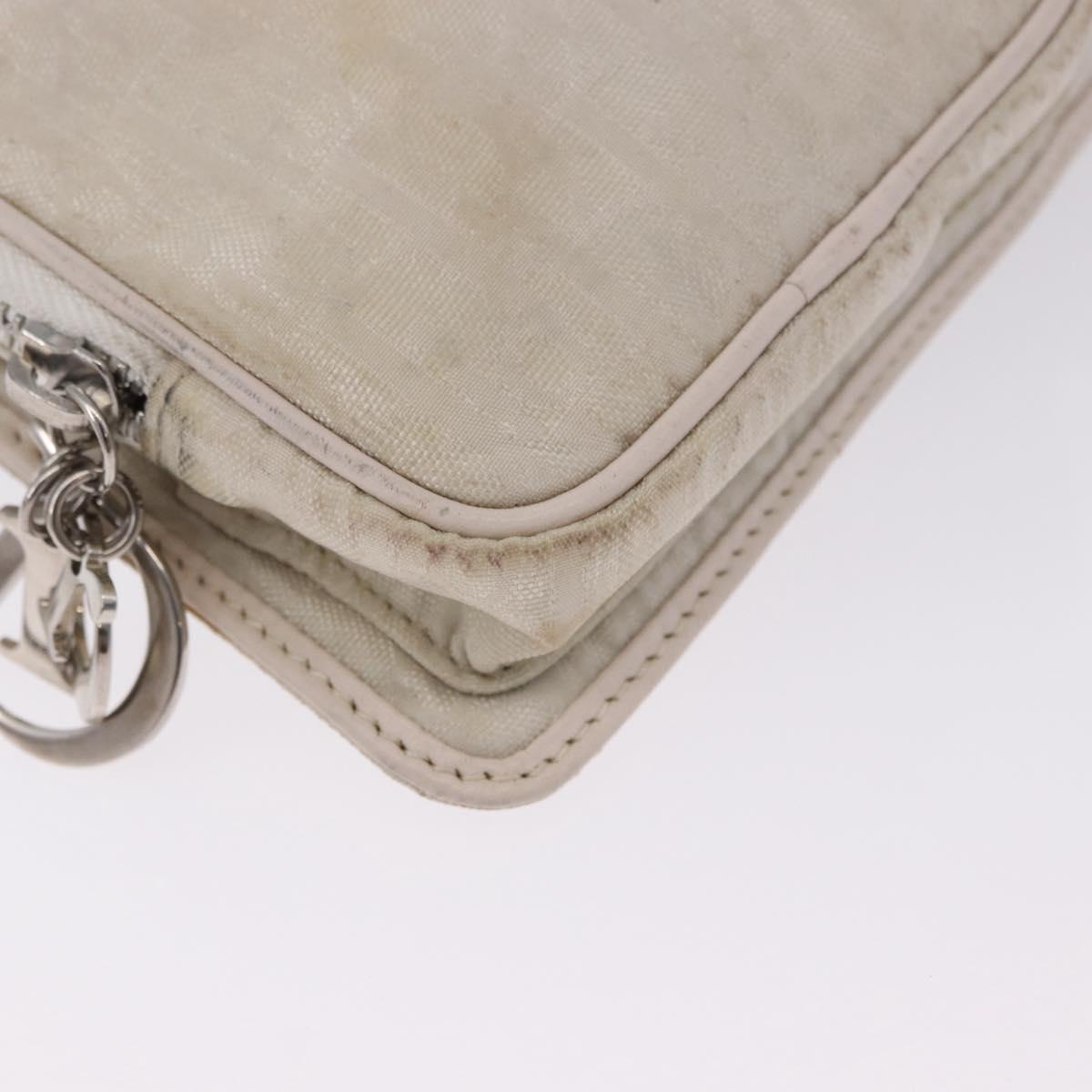 Christian Dior Trotter Canvas Waist bag Nylon White Silver Auth ka5837A