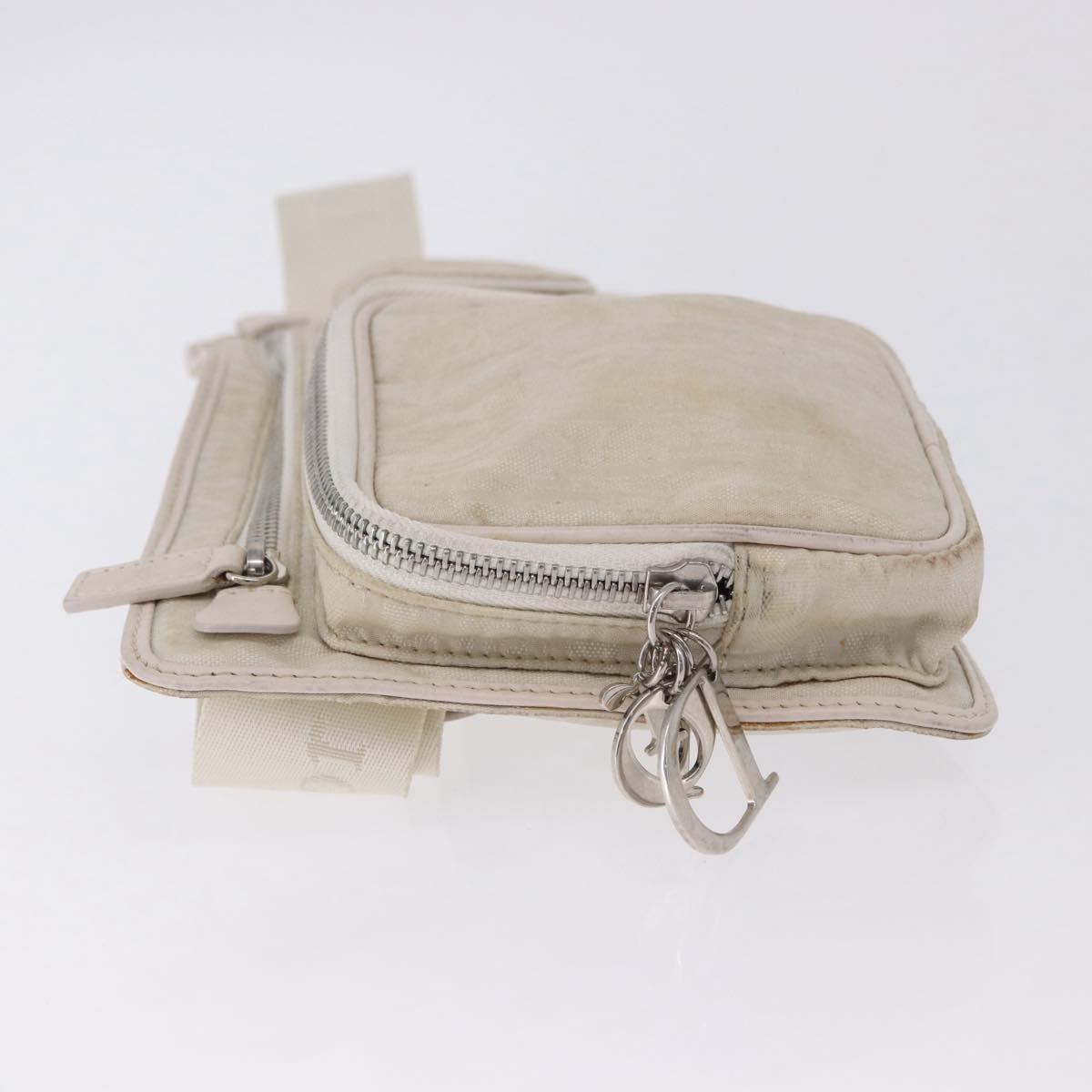 Christian Dior Trotter Canvas Waist bag Nylon White Silver Auth ka5837A
