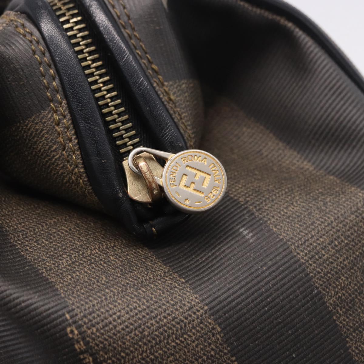 FENDI Pecan Canvas Hand Bag PVC Brown Black Auth ka5839
