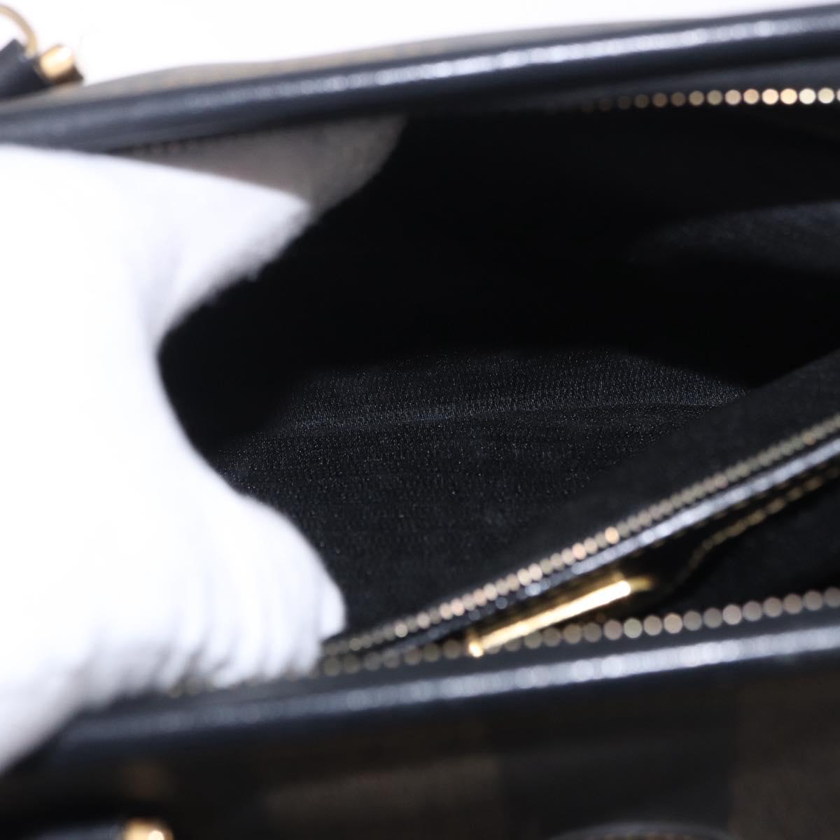 FENDI Pecan Canvas Hand Bag PVC Brown Black Auth ka5839