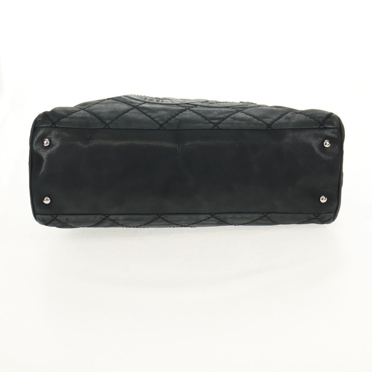 CHANEL Chain Shoulder Bag Coated Canvas Black Silver CC Auth ka583V