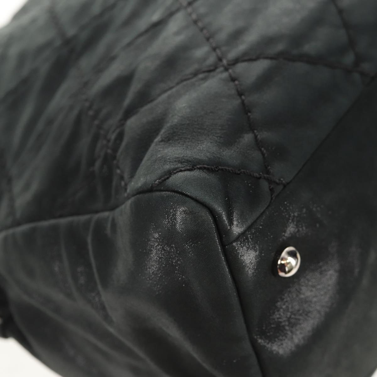 CHANEL Chain Shoulder Bag Coated Canvas Black Silver CC Auth ka583V