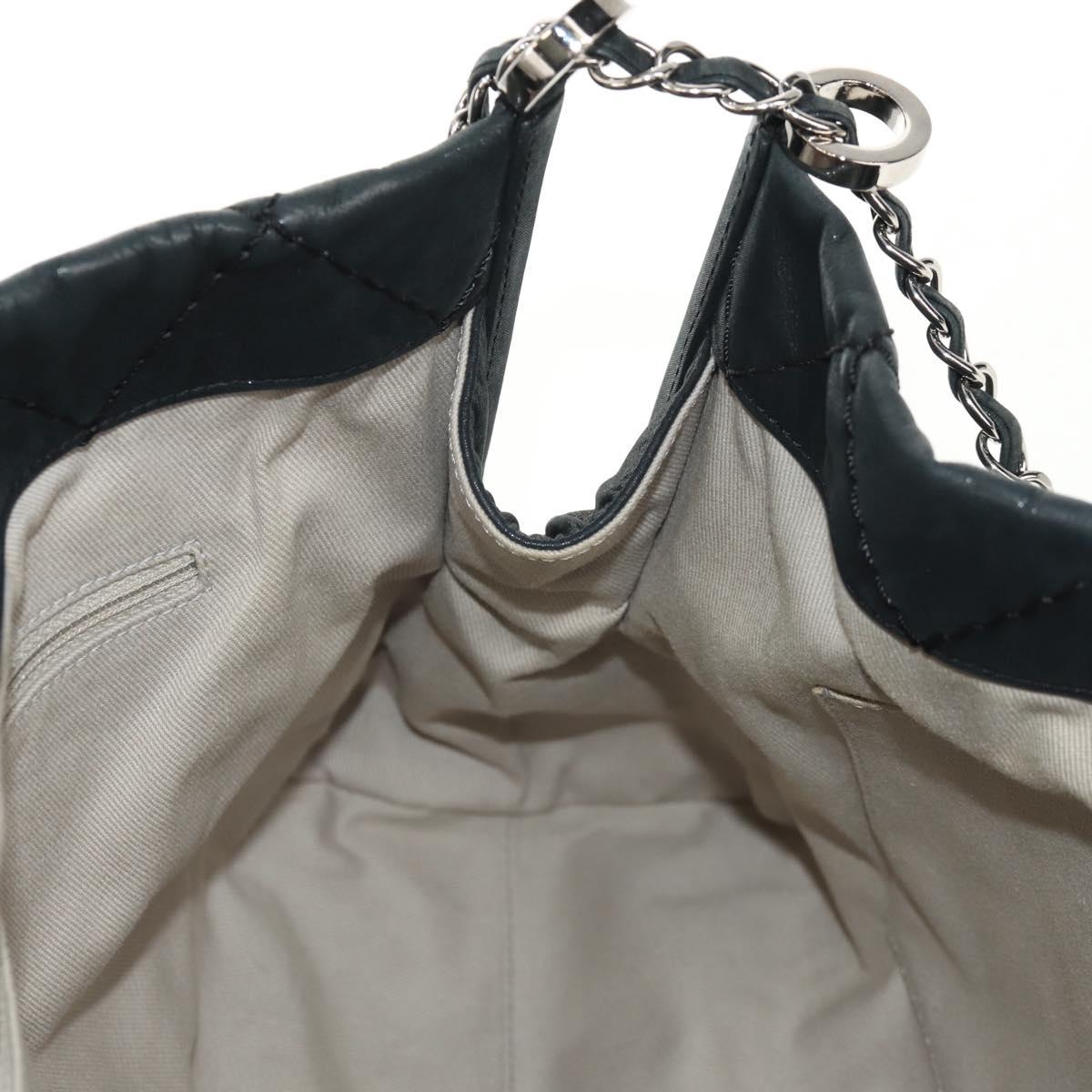 CHANEL Chain Shoulder Bag Coated Canvas Black Silver CC Auth ka583V