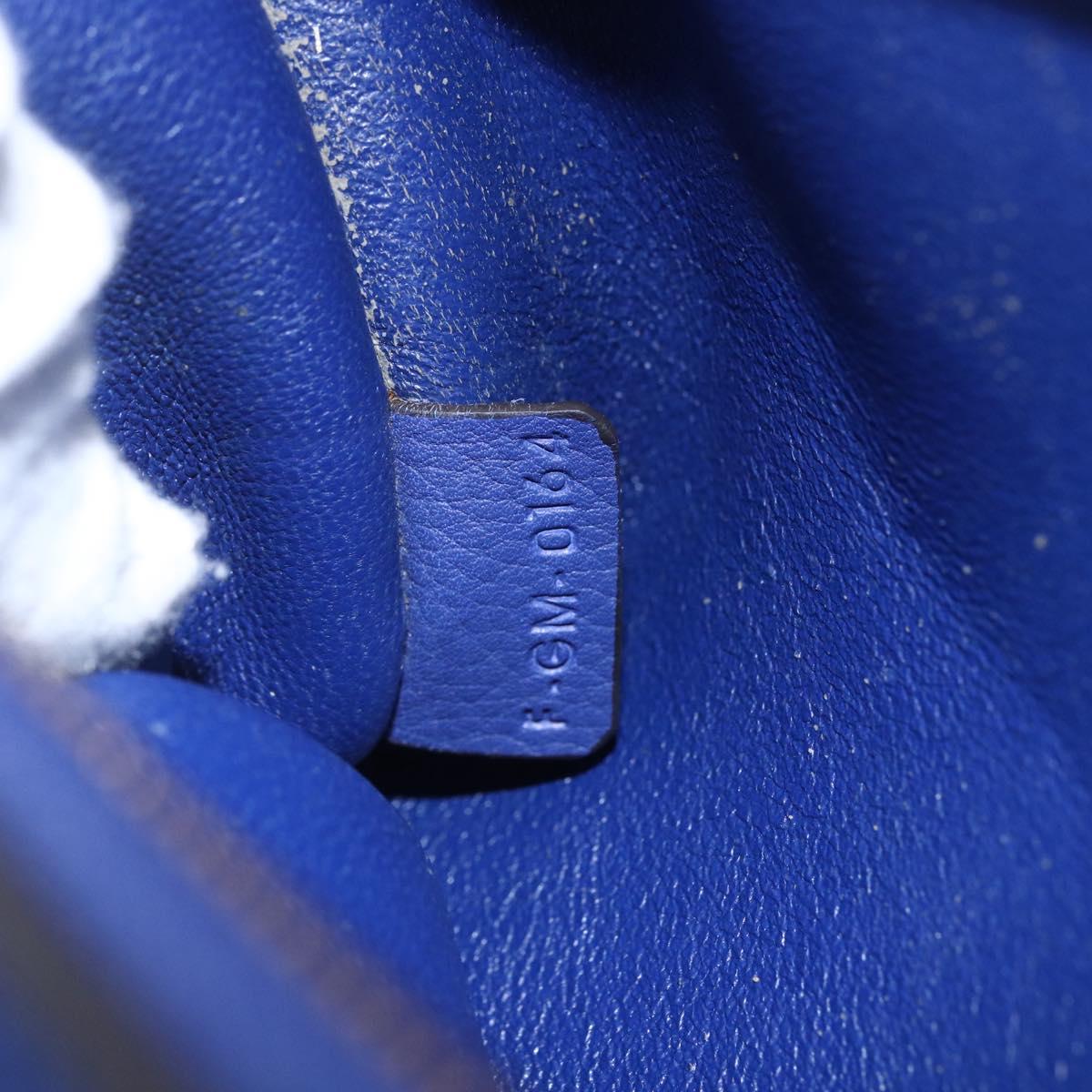 CELINE Trapeze Hand Bag Leather 2way Blue Gold Auth ka584