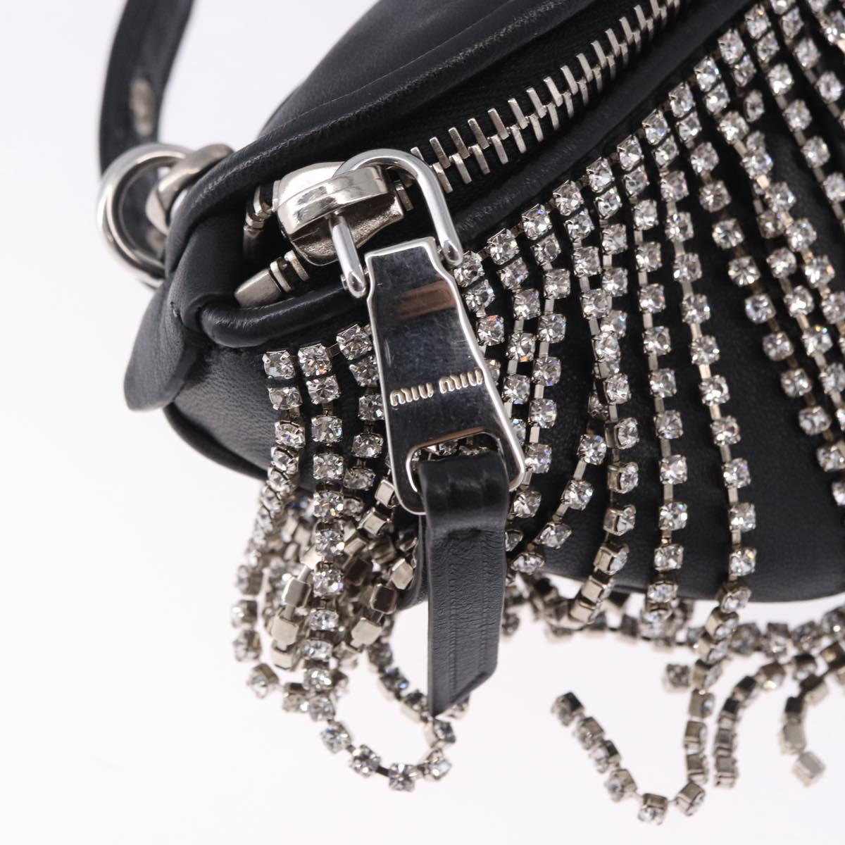 Miu Miu Matelasse Waist Bag Leather Black Silver Auth ka5842M