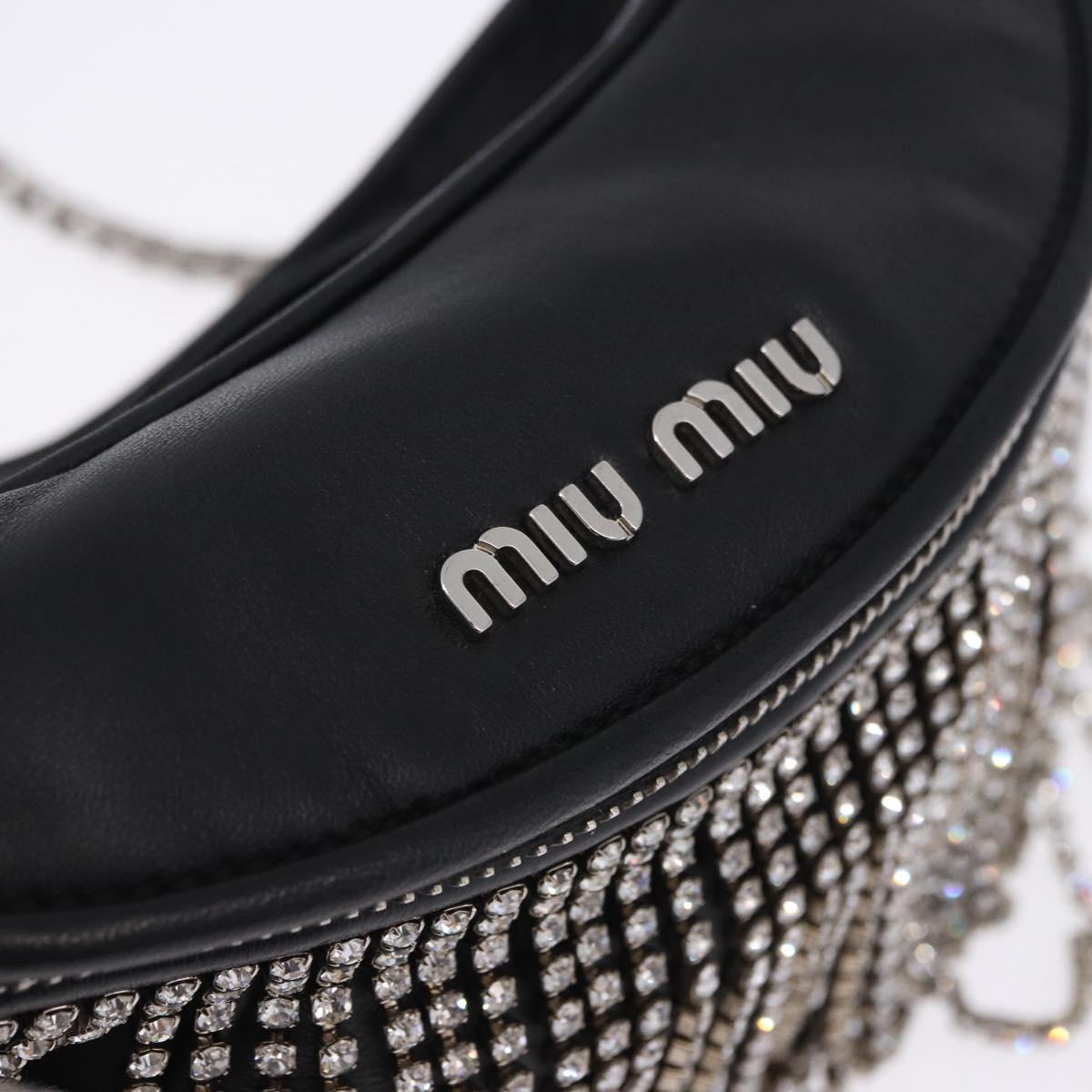 Miu Miu Matelasse Waist Bag Leather Black Silver Auth ka5842M