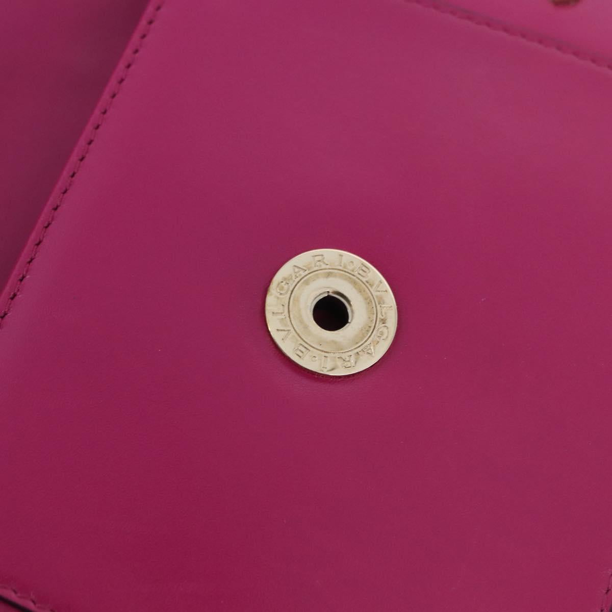 BVLGARI Chain Shoulder Bag Leather Pink Gold Auth ka5843A