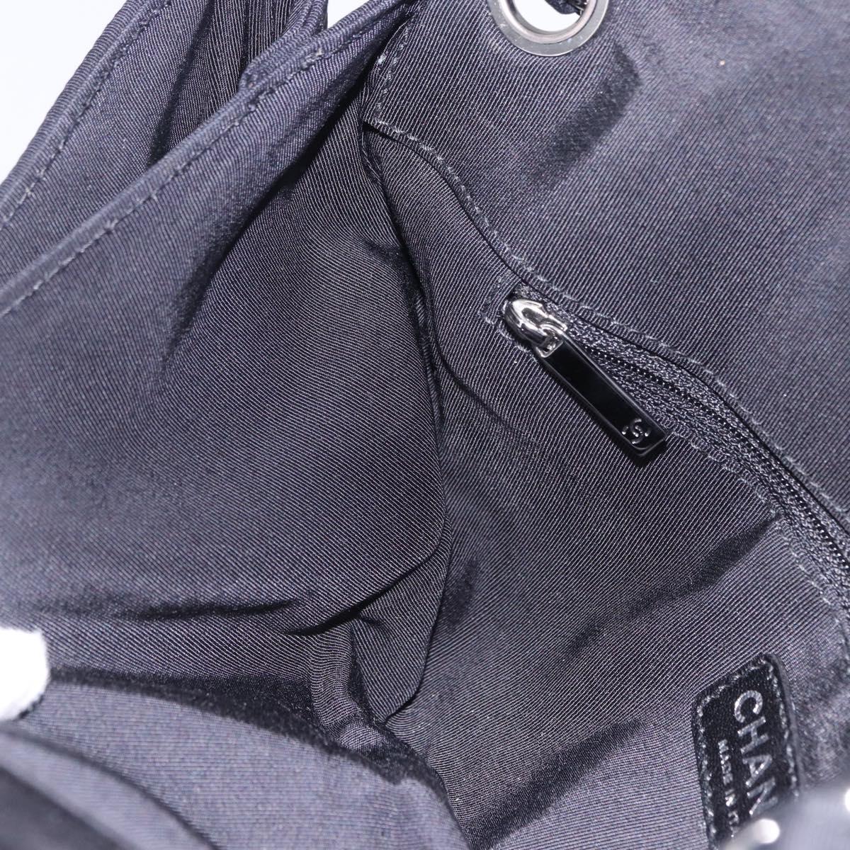CHANEL 2.55 Chain Shoulder Bag Nylon Black Silver CC Auth ka5847A