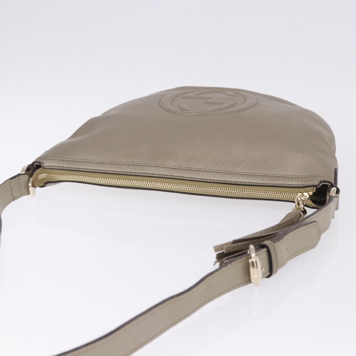 GUCCI Soho Shoulder Bag Leather Beige Gold 308361 Auth ka5848V