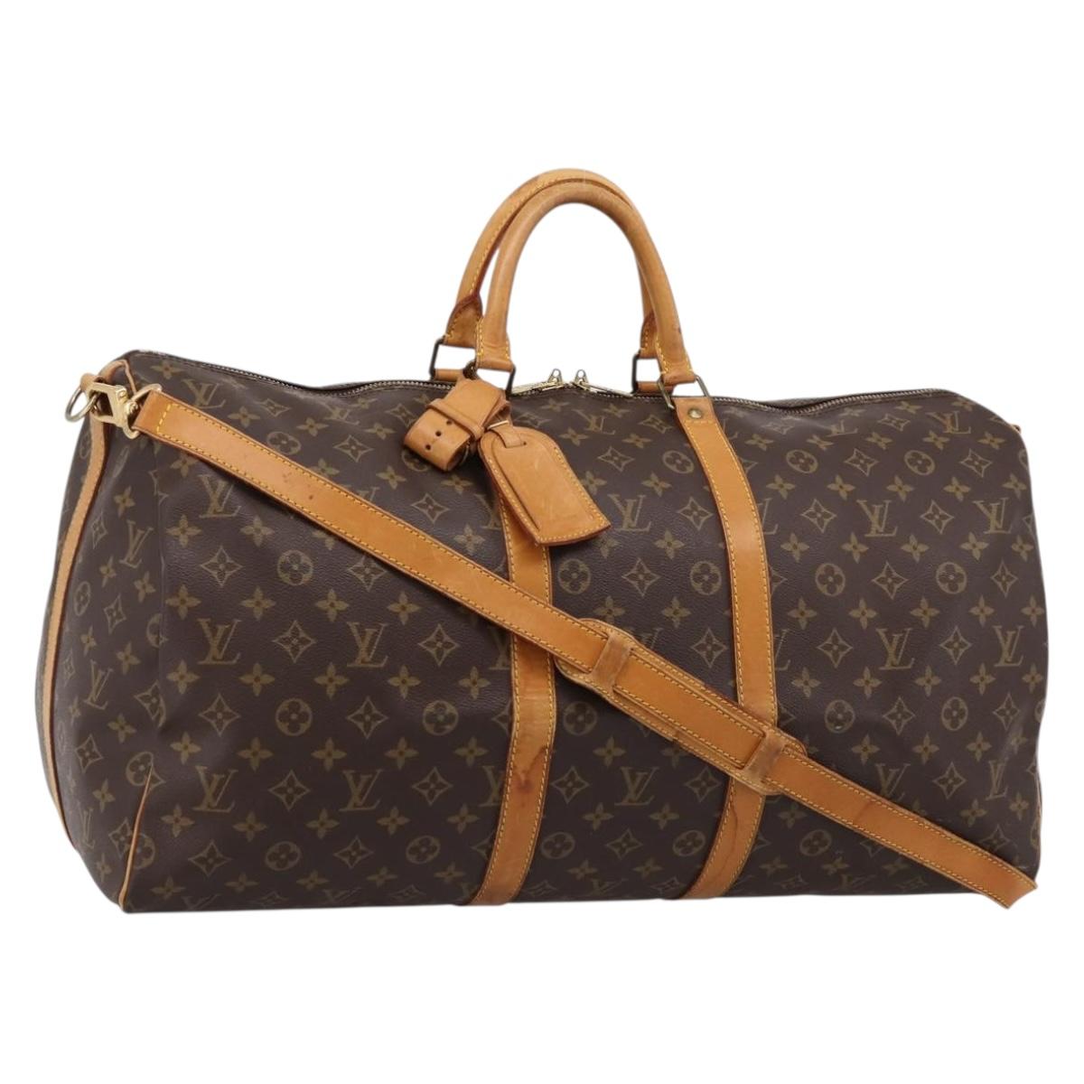 LOUIS VUITTON Monogram Keepall Bandouliere 55 Boston Bag M41414 LV Auth ka5849