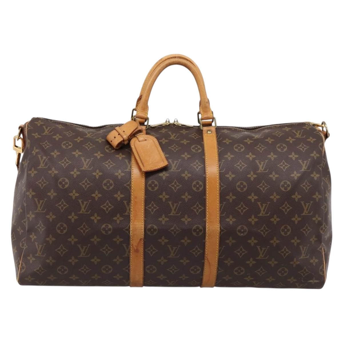 LOUIS VUITTON Monogram Keepall Bandouliere 55 Boston Bag M41414 LV Auth ka5849