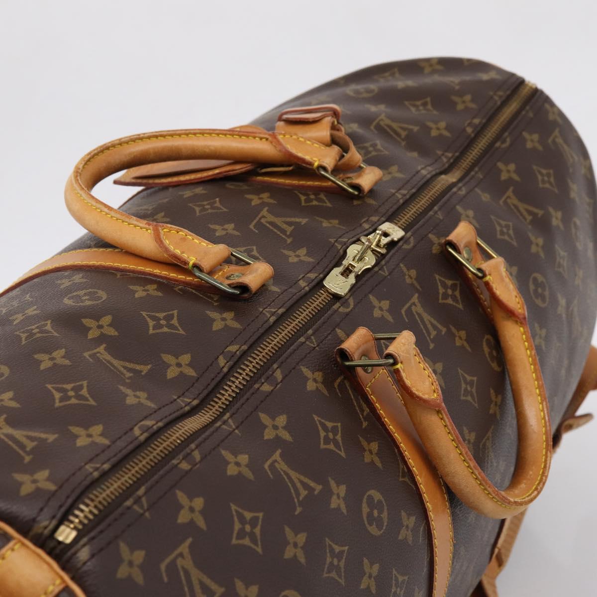 LOUIS VUITTON Monogram Keepall Bandouliere 55 Boston Bag M41414 LV Auth ka5849