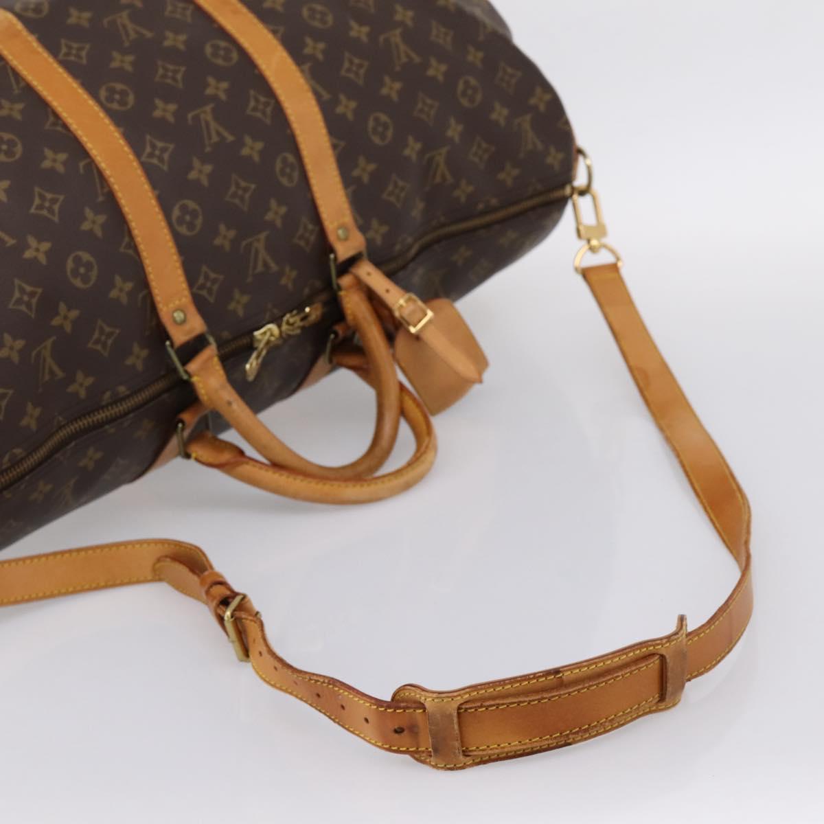 LOUIS VUITTON Monogram Keepall Bandouliere 55 Boston Bag M41414 LV Auth ka5849