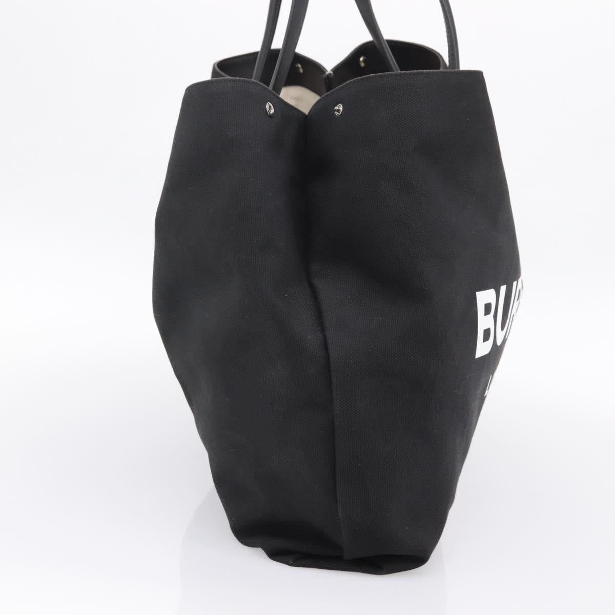 BURBERRY Tote Bag Canvas Black Silver Auth ka5856V