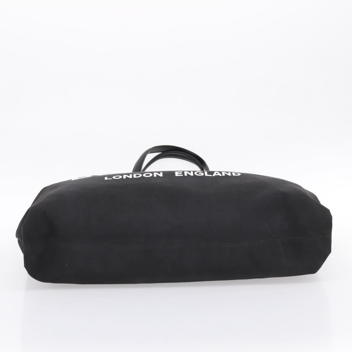 BURBERRY Tote Bag Canvas Black Silver Auth ka5856V