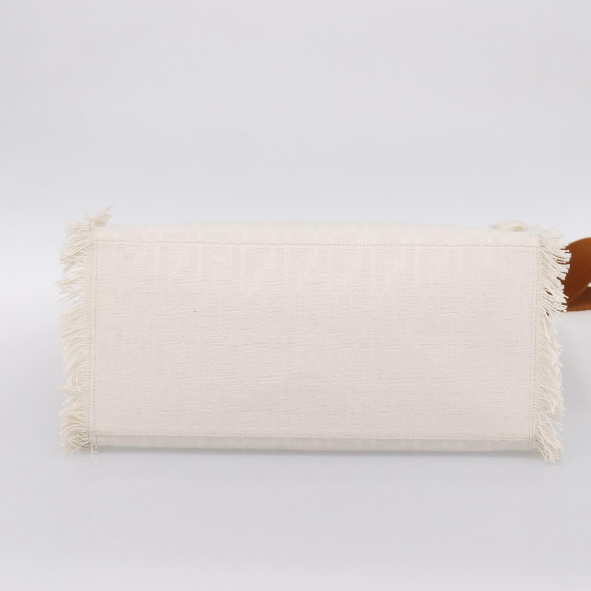 FENDI Zucca Canvas Hand Bag 2way White Silver Auth ka5858M
