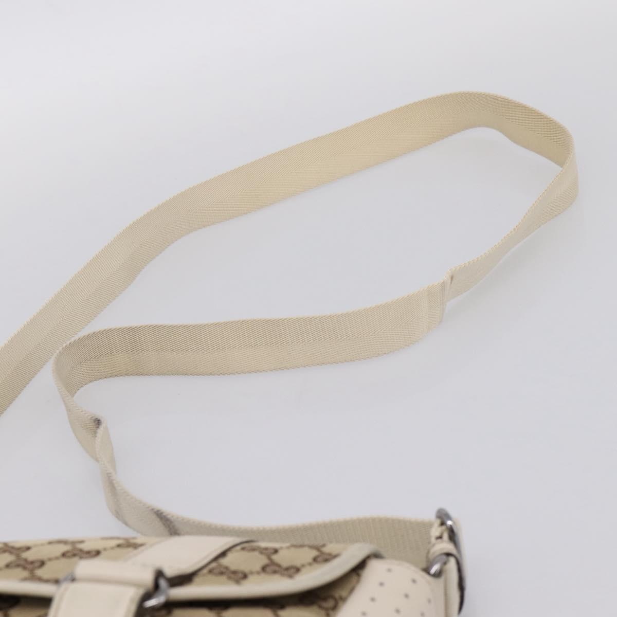 GUCCI GG Canvas Shoulder Bag Beige Silver 145858 Auth ka5859