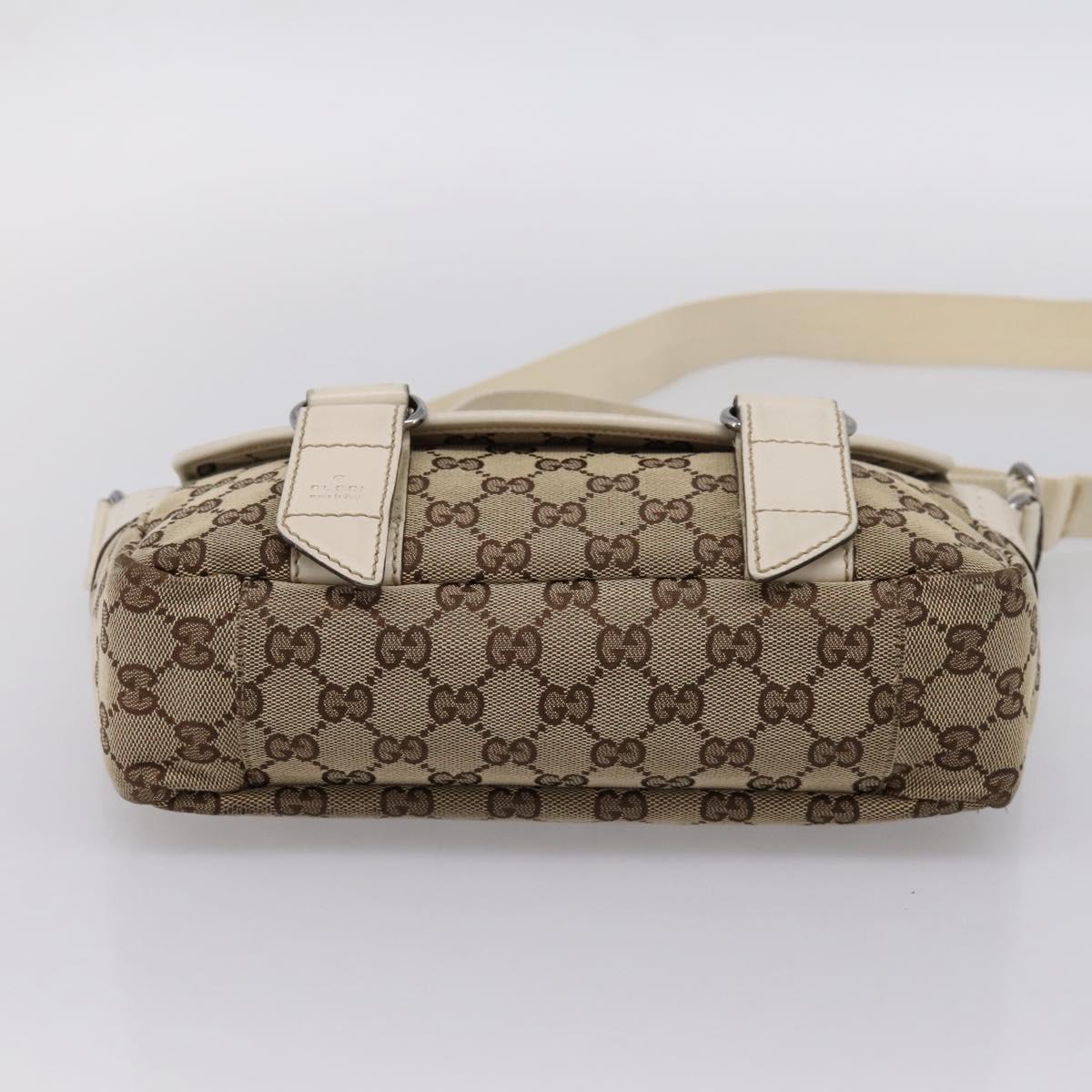 GUCCI GG Canvas Shoulder Bag Beige Silver 145858 Auth ka5859