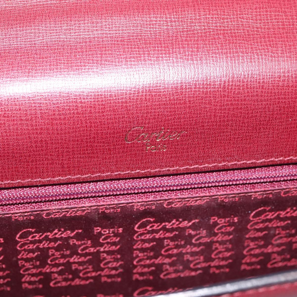 CARTIER Must Line Shoulder Bag Leather Bordeaux Gold Auth ka5868