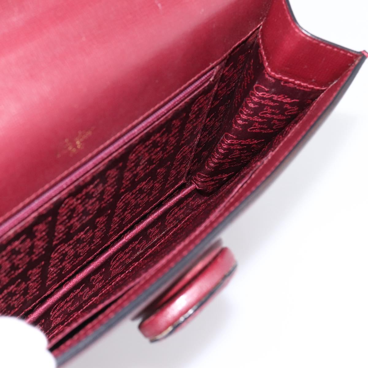 CARTIER Must Line Shoulder Bag Leather Bordeaux Gold Auth ka5868