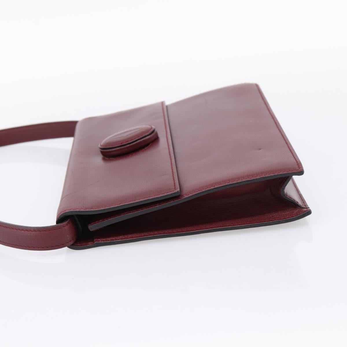 CARTIER Must Line Shoulder Bag Leather Bordeaux Gold Auth ka5868
